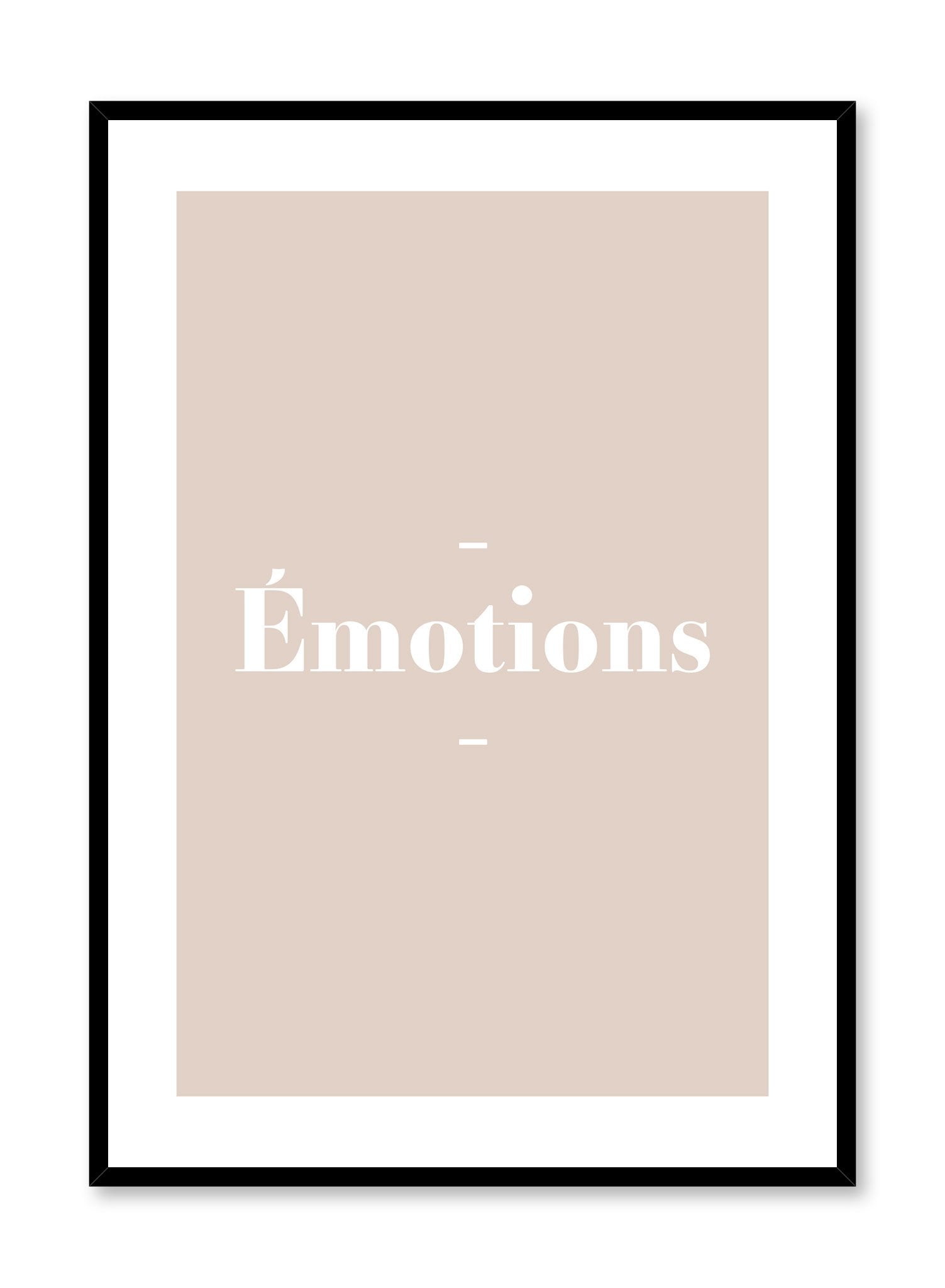 Scandinavian poster with beige colour graphic typography design of Emotions text by Opposite Wall
