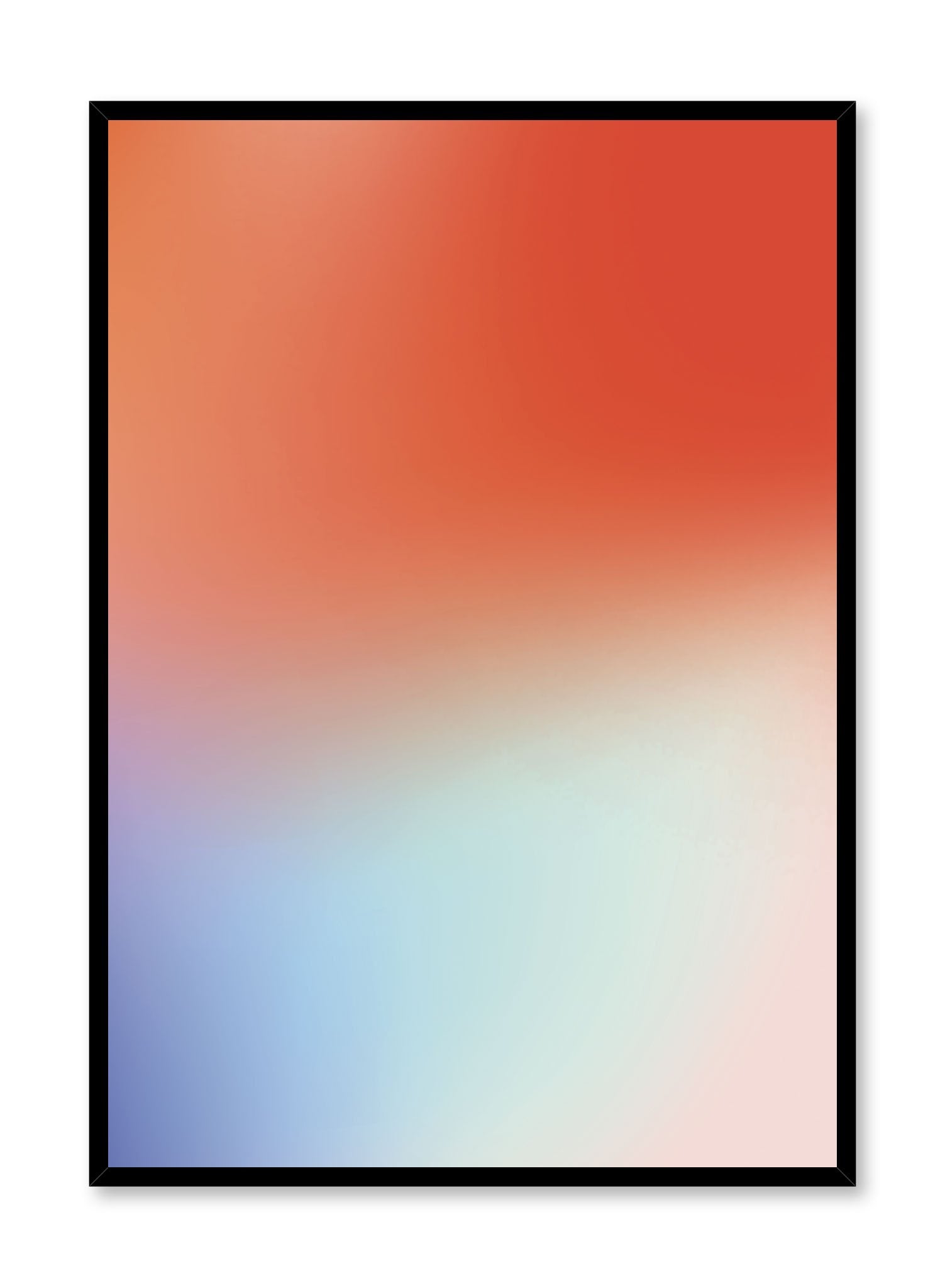 Minimalist design poster by Opposite Wall with Cayenne abstract graphic design of red and blue tie-dye background
