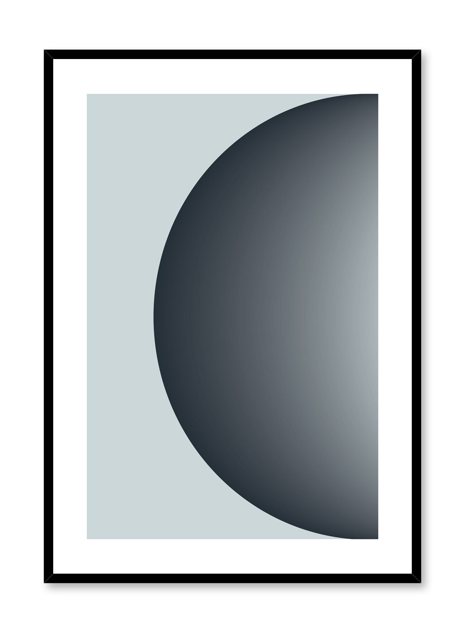 Minimalist design poster by Opposite Wall with Half Moon abstract graphic design of coloured half circle in blue grey