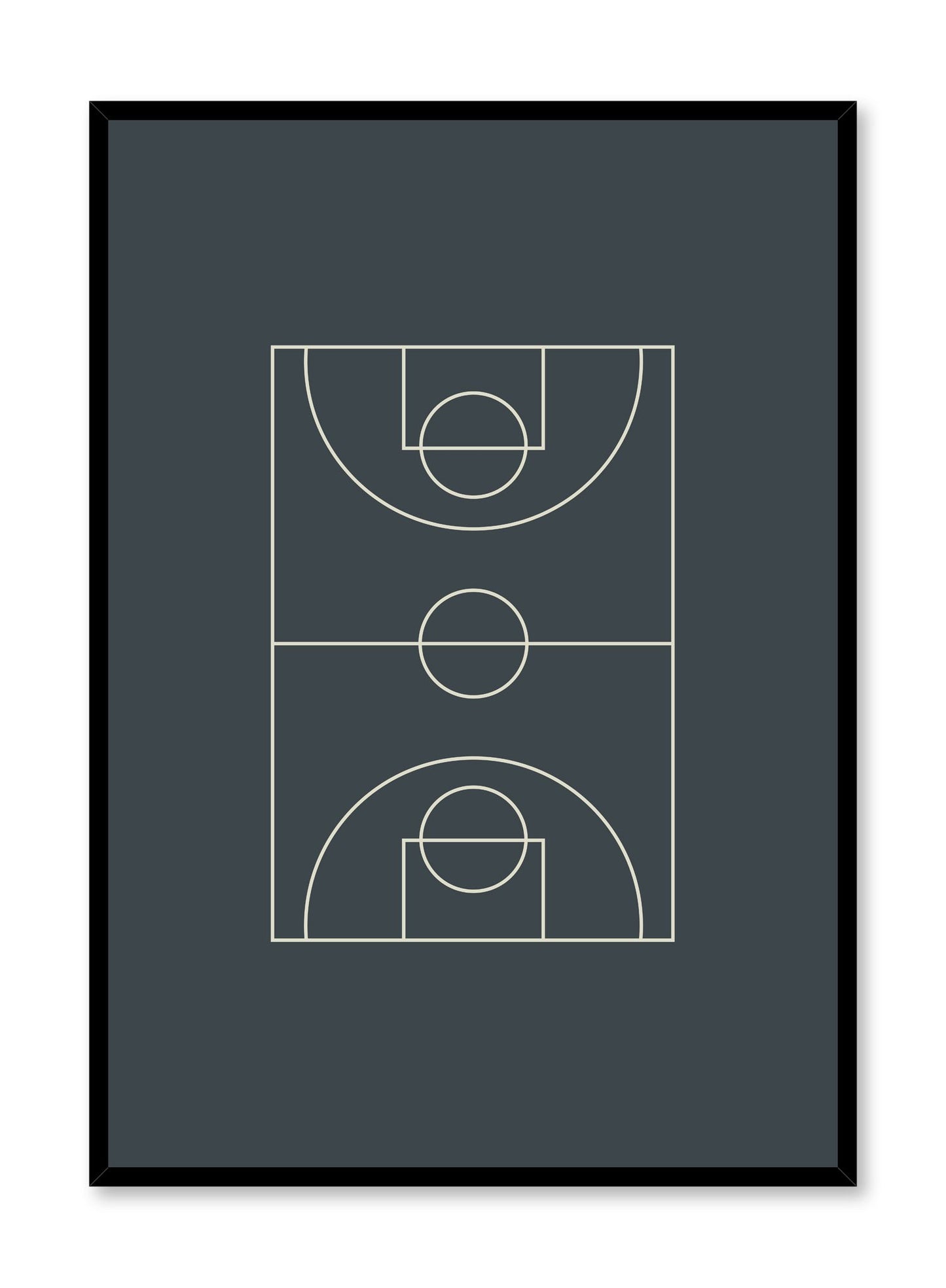 Minimalist design poster by Opposite Wall with Baseline abstract graphic design basketball court in grey