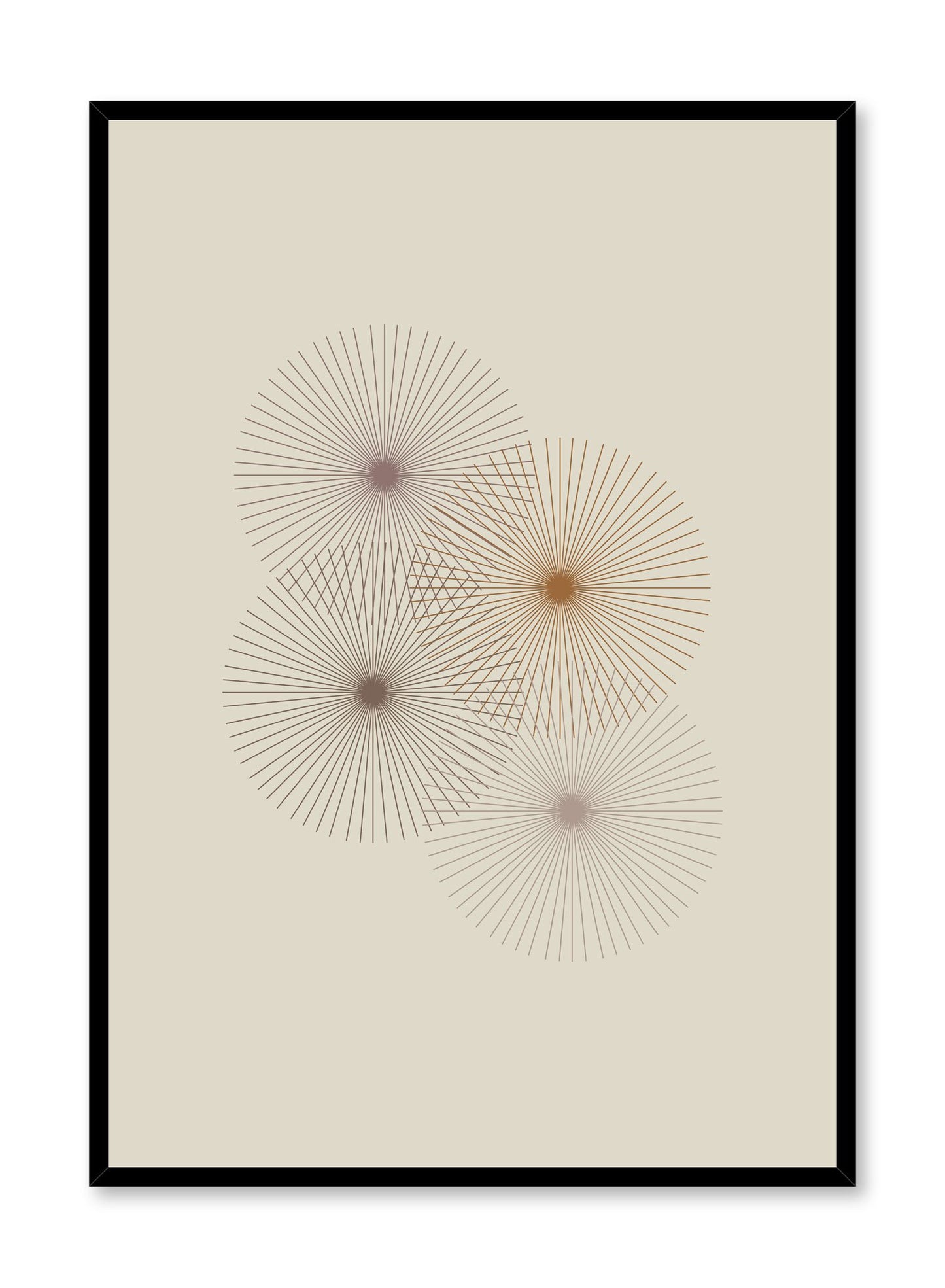 Minimalist design poster by Opposite Wall with Geometric Bouquet abstract graphic design of three floral circles in beige