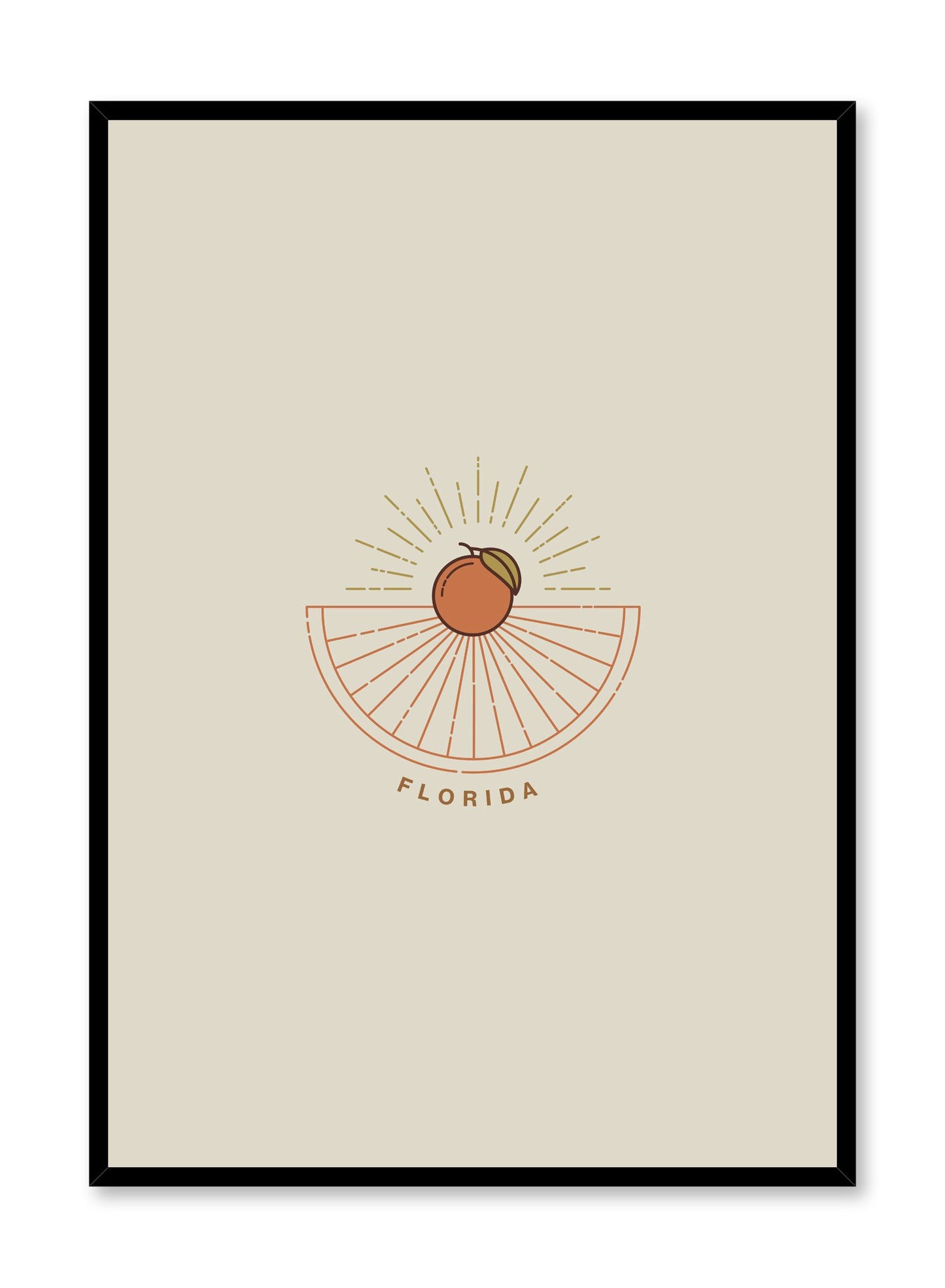 Minimalist design poster by Opposite Wall with Florida abstract graphic design of landscape and oranges