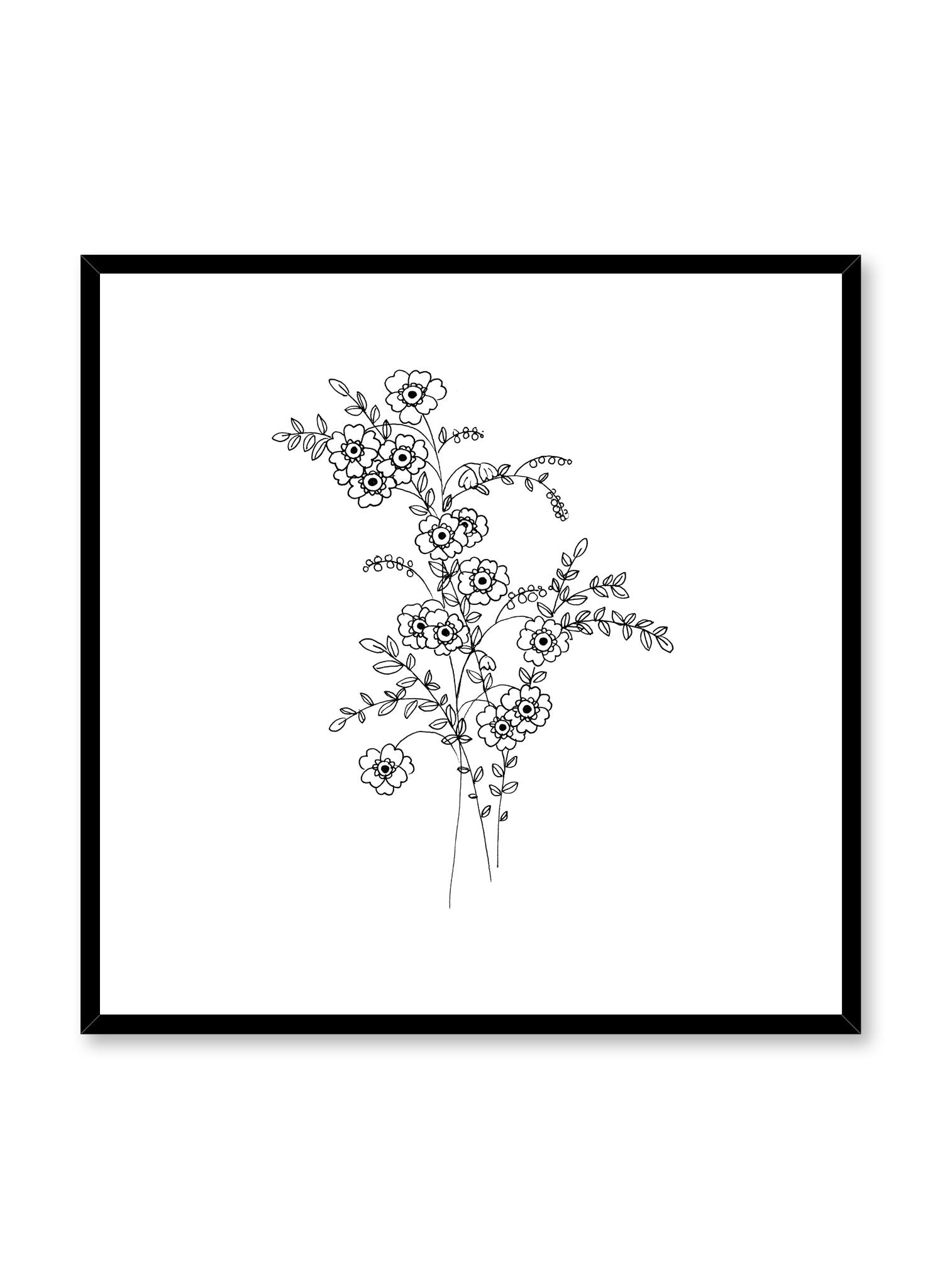 Modern minimalist poster by Opposite Wall with abstract line art illustration of Petite Petals