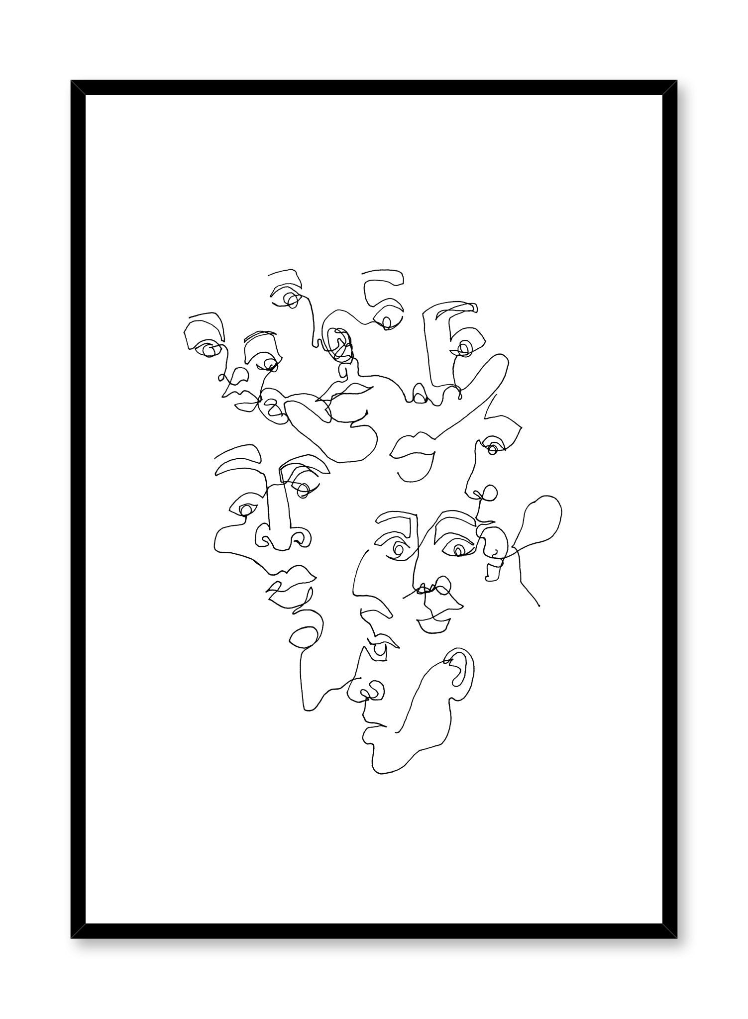 Modern minimalist poster by Opposite Wall with abstract line art illustration of One in the Same
