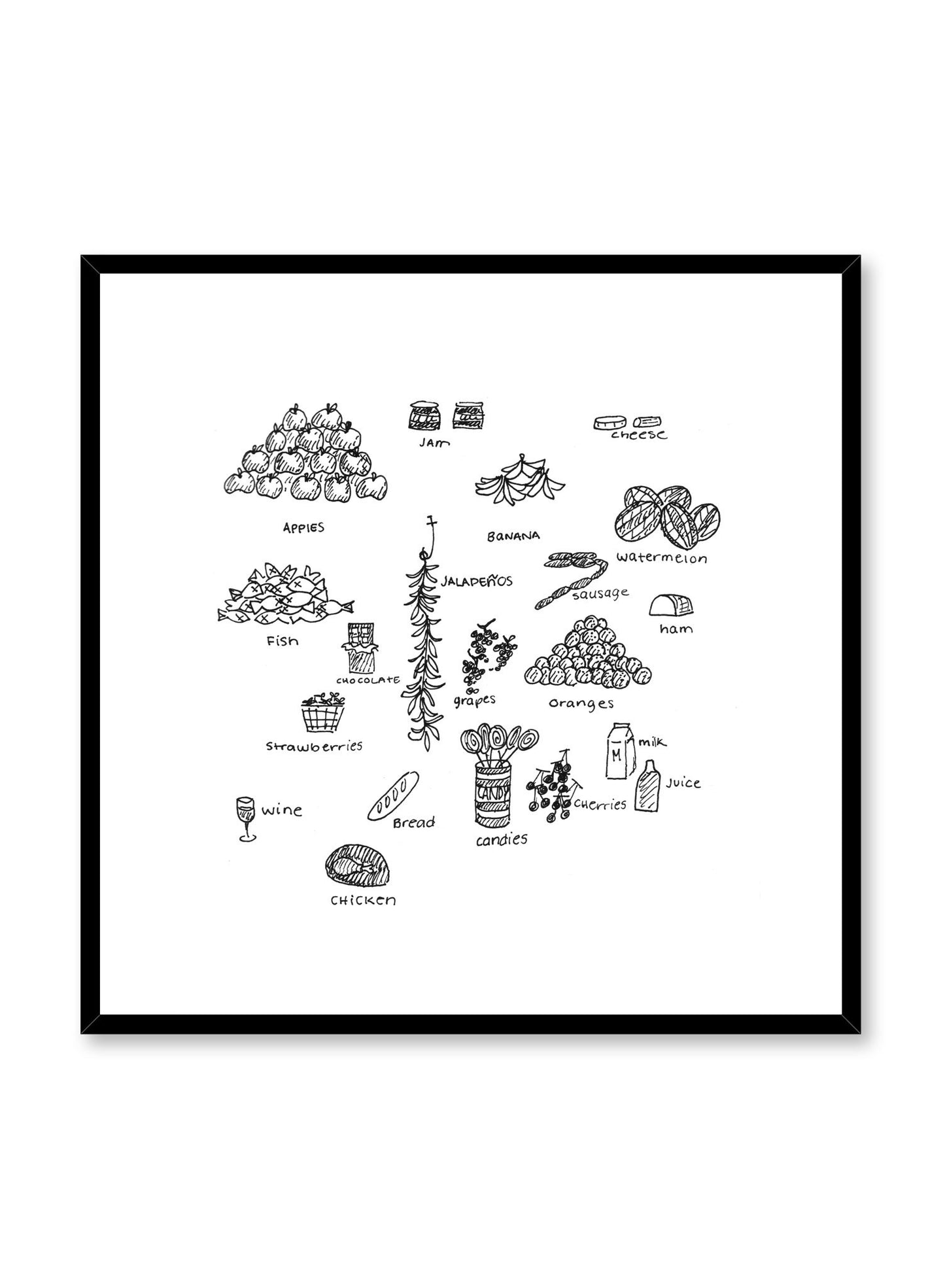 Minimalist poster by Opposite Wall with At The Market illustration