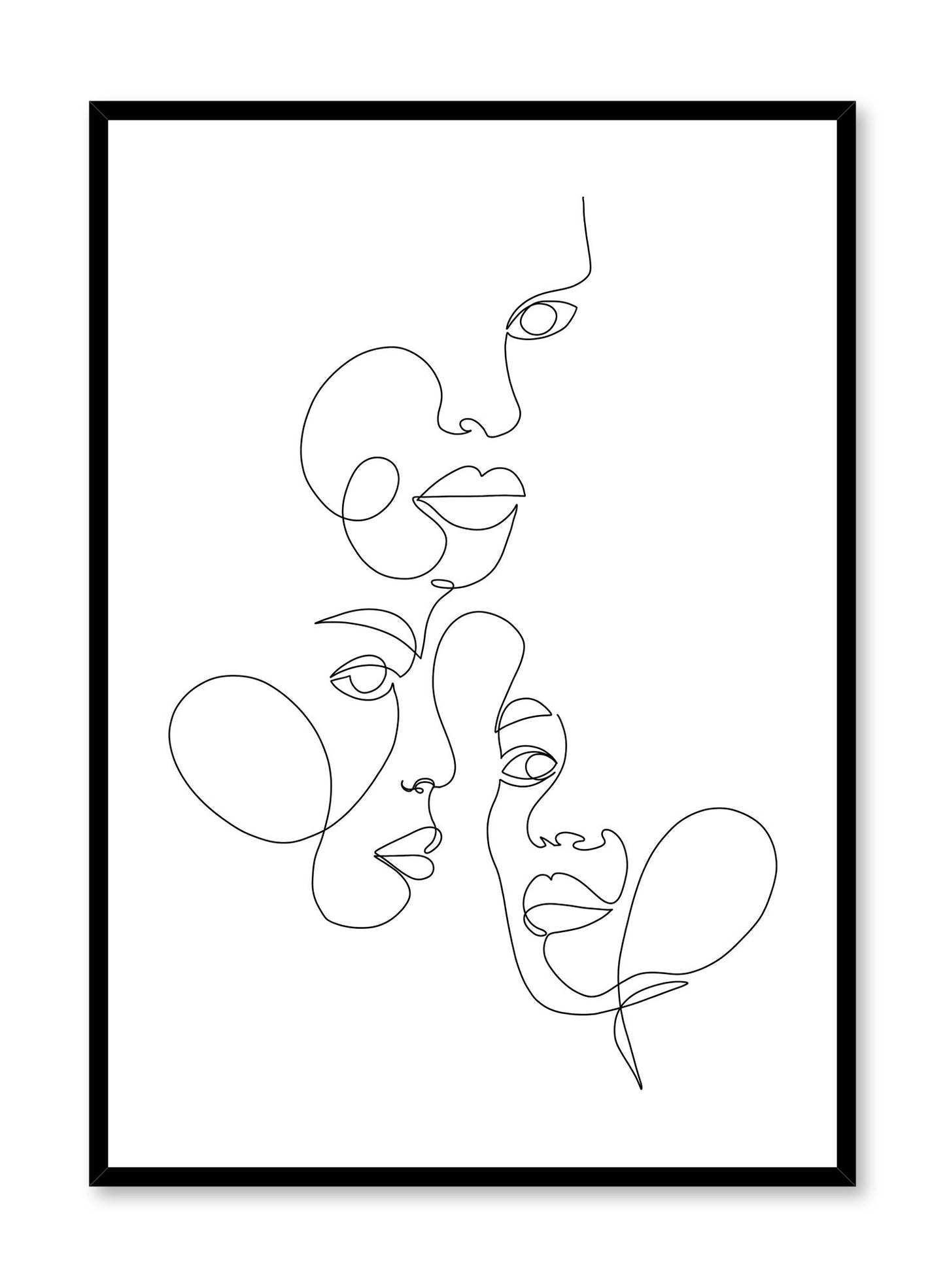 Modern minimalist abstract poster by Opposite Wall with line art faces design by Shatha Al Dafai