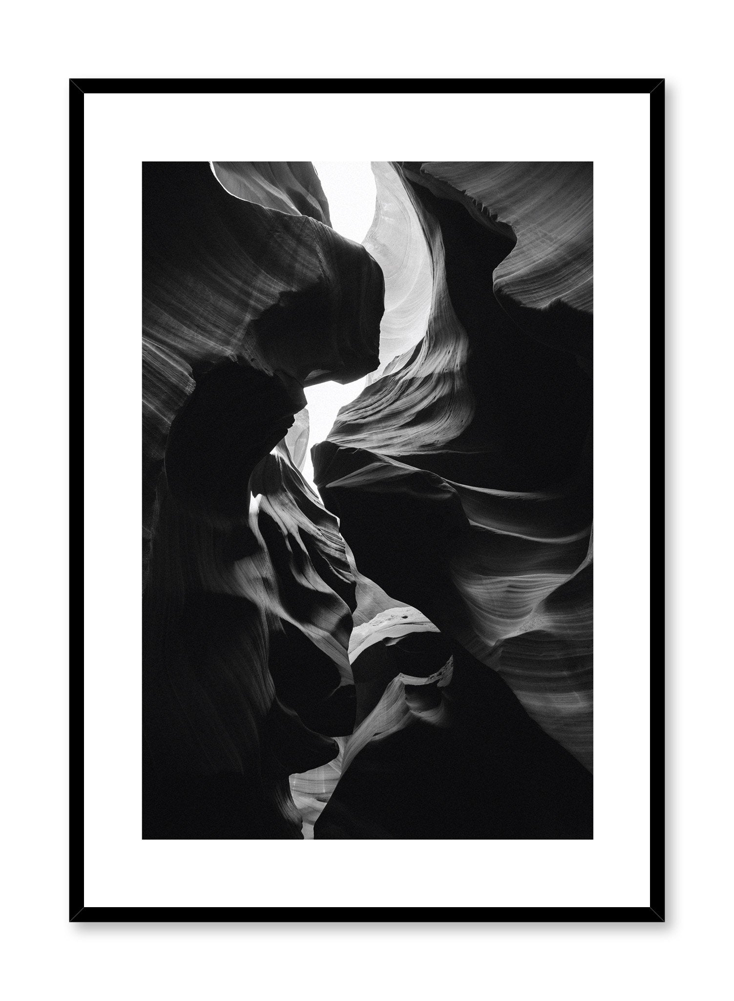 Modern minimalist poster by Opposite Wall with black and white photography of Antelope Canyon in Arizona