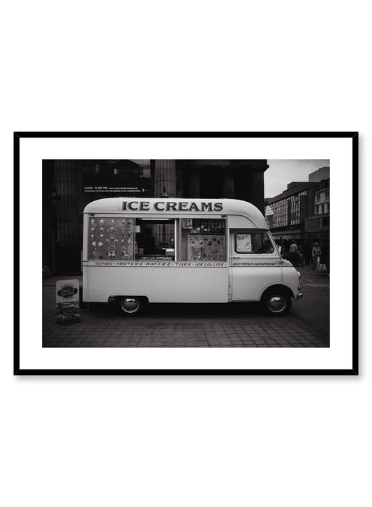 Modern minimalist photography by Opposite Wall with black and white poster of vintage ice cream truck