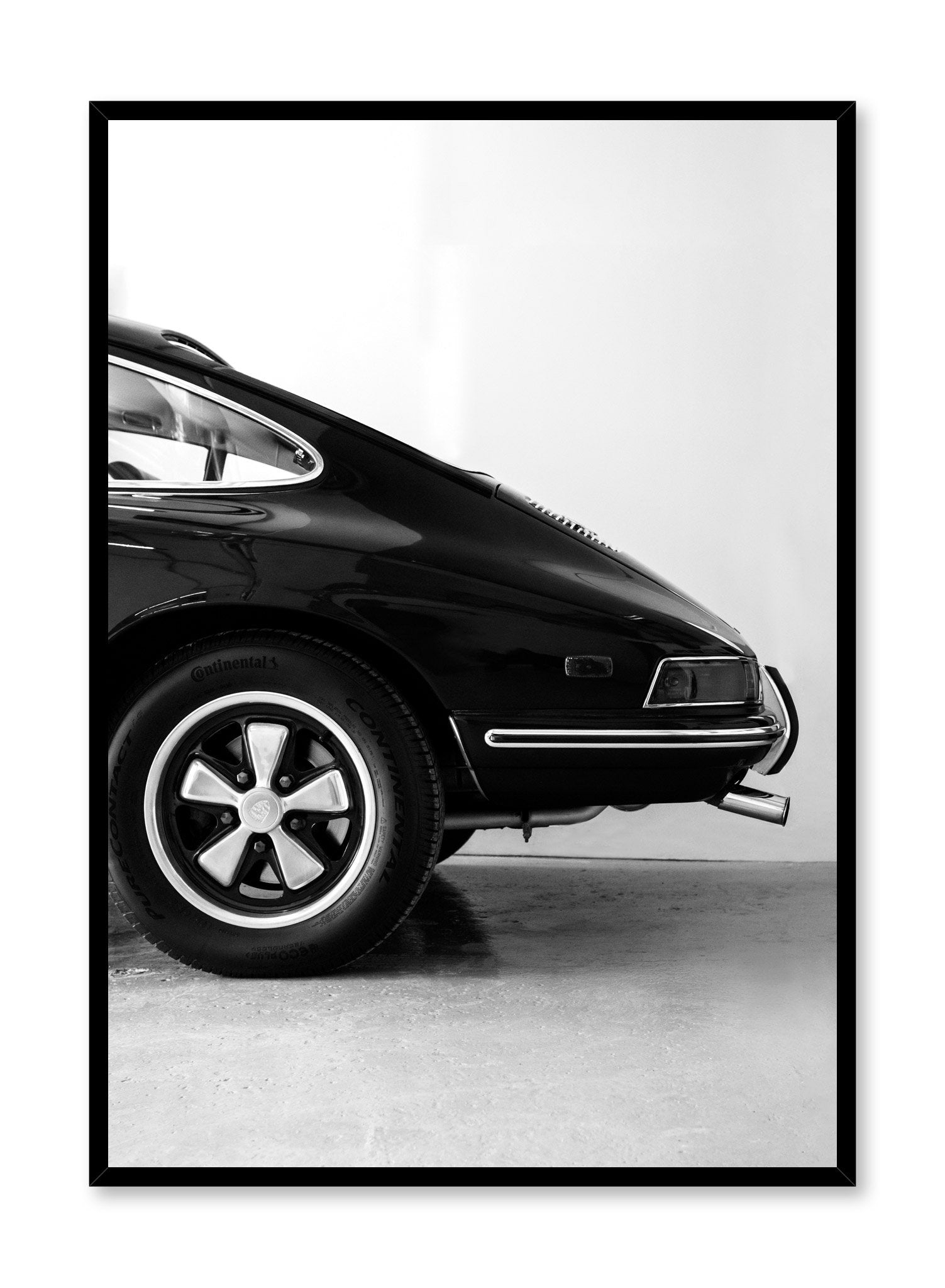 Modern minimalist poster by Opposite Wall with black and white photography of Porsche car