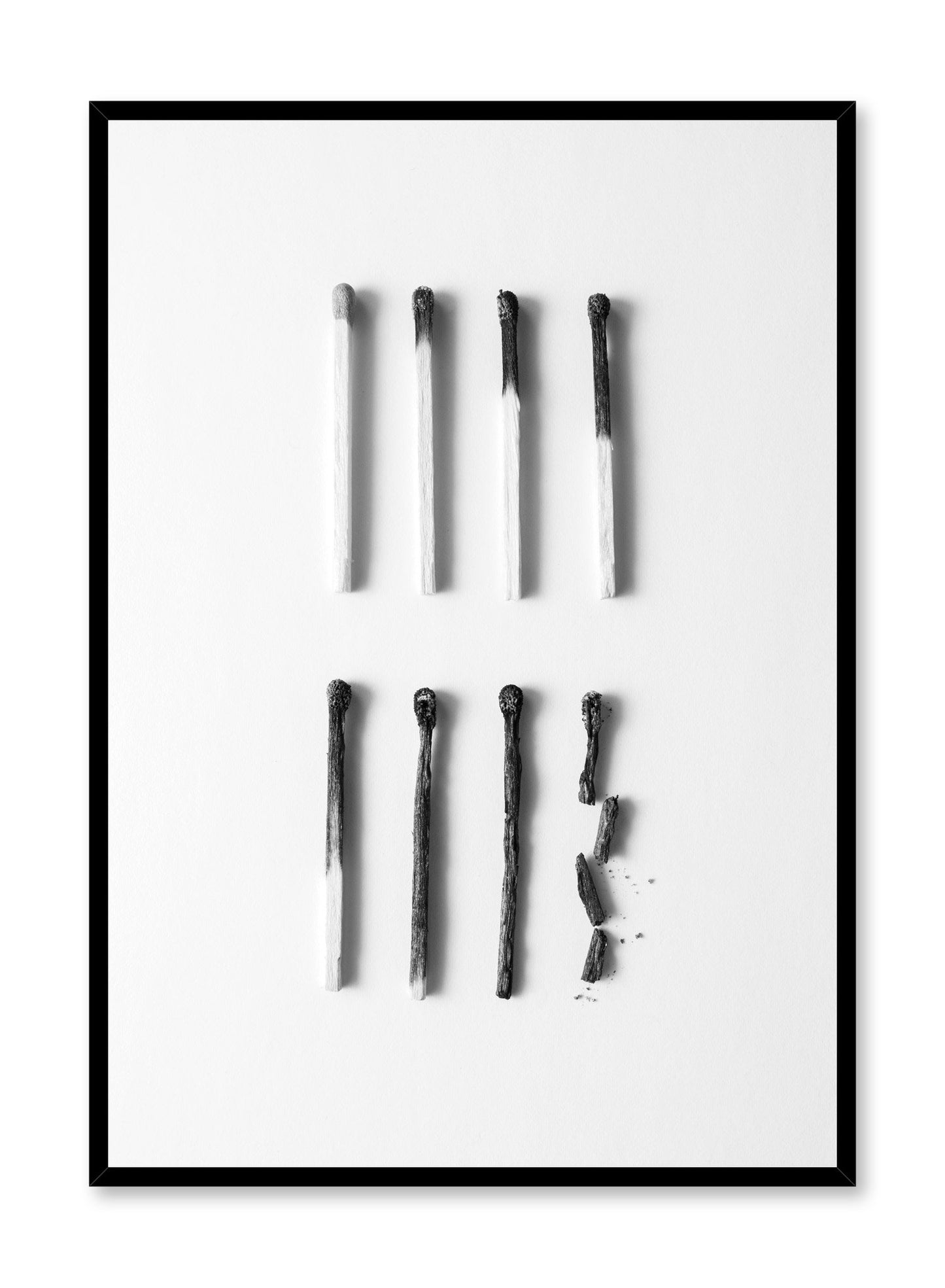 Modern minimalist poster by Opposite Wall with black and white photography of burned matches