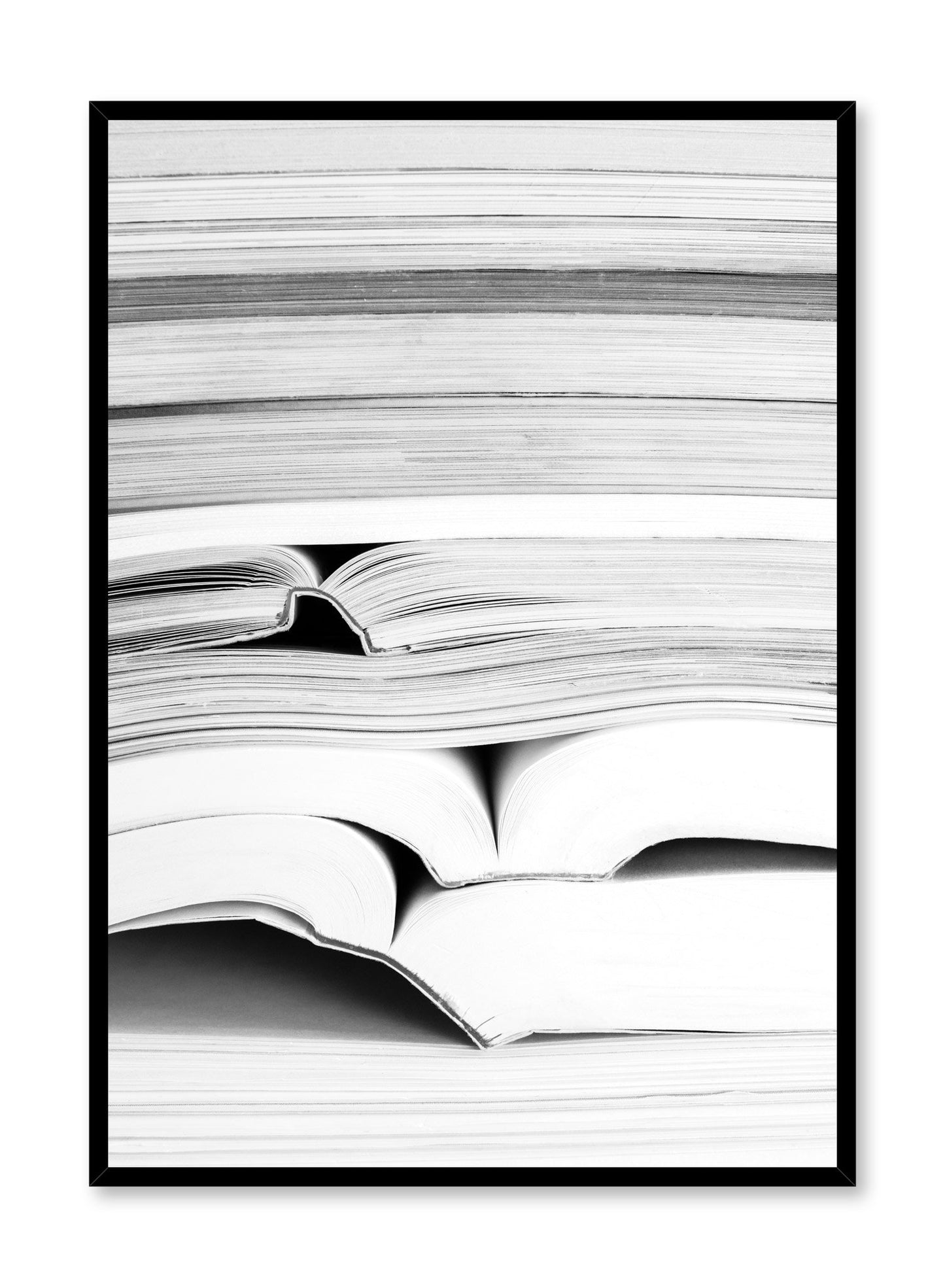 Modern minimalist photography with black and white close-up of books