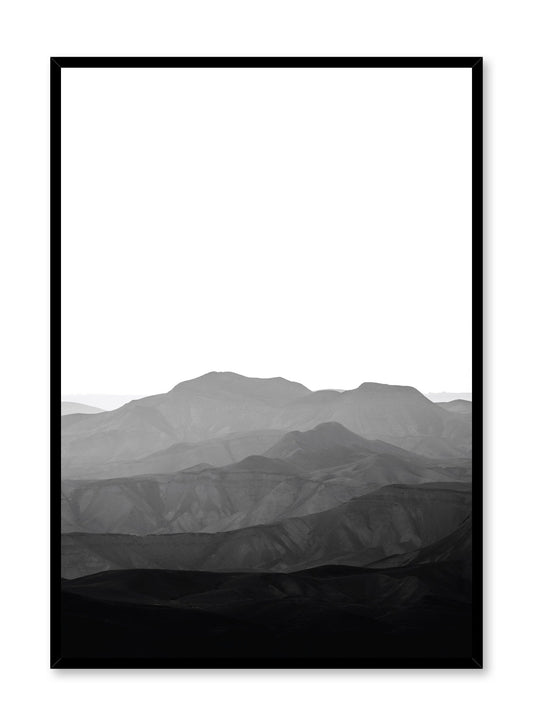 Modern minimalist poster by Opposite Wall with black and white landscape photography of mountain range