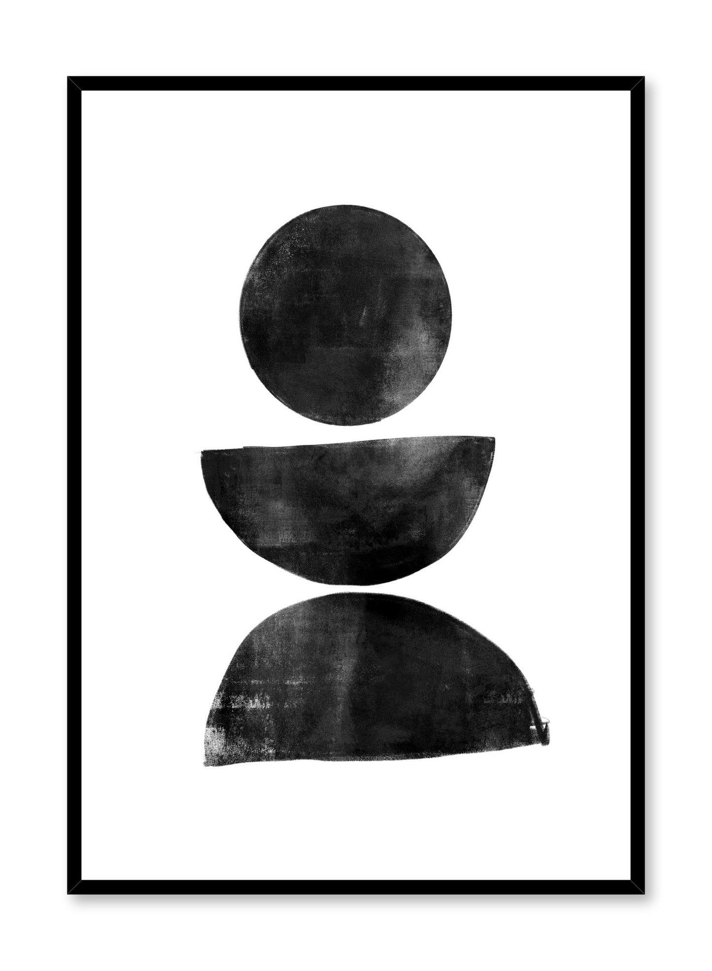 Modern minimalist poster by Opposite Wall with black balancing circles stacked on top of each other