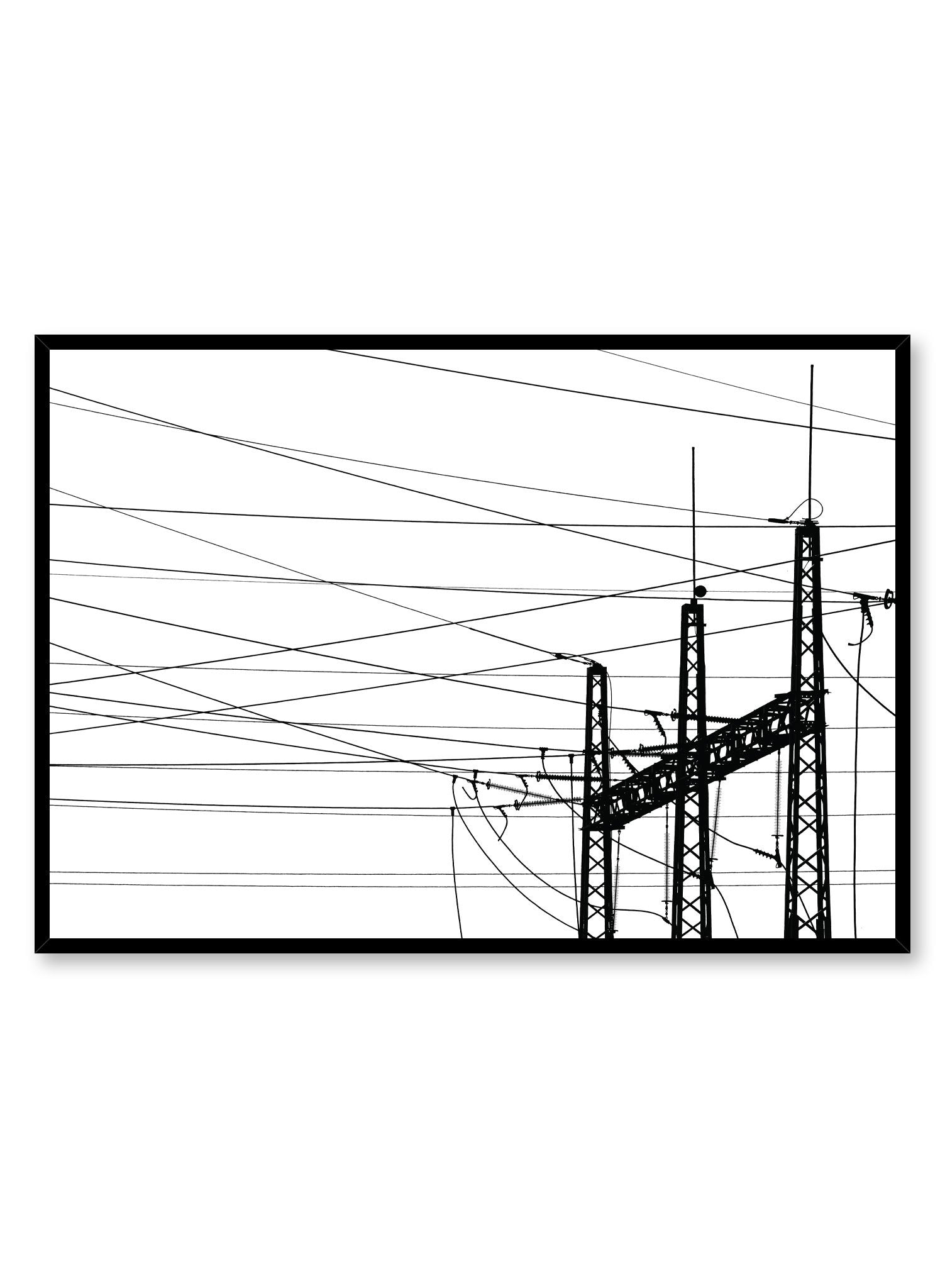 Modern minimalist poster by Opposite Wall with black and white photography of electric lines