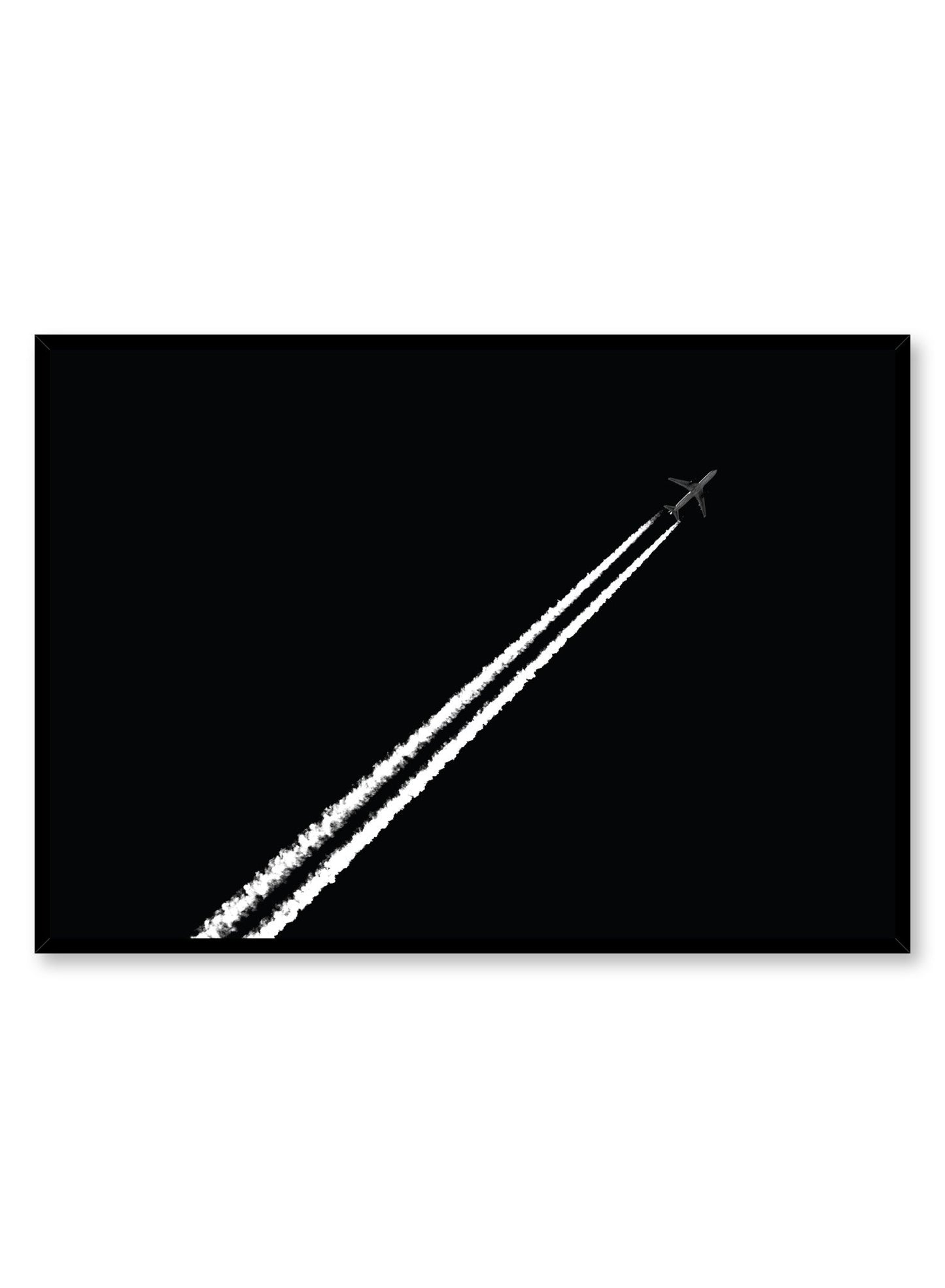 Modern minimalist poster by Opposite Wall with black and white photography of airplane contrail
