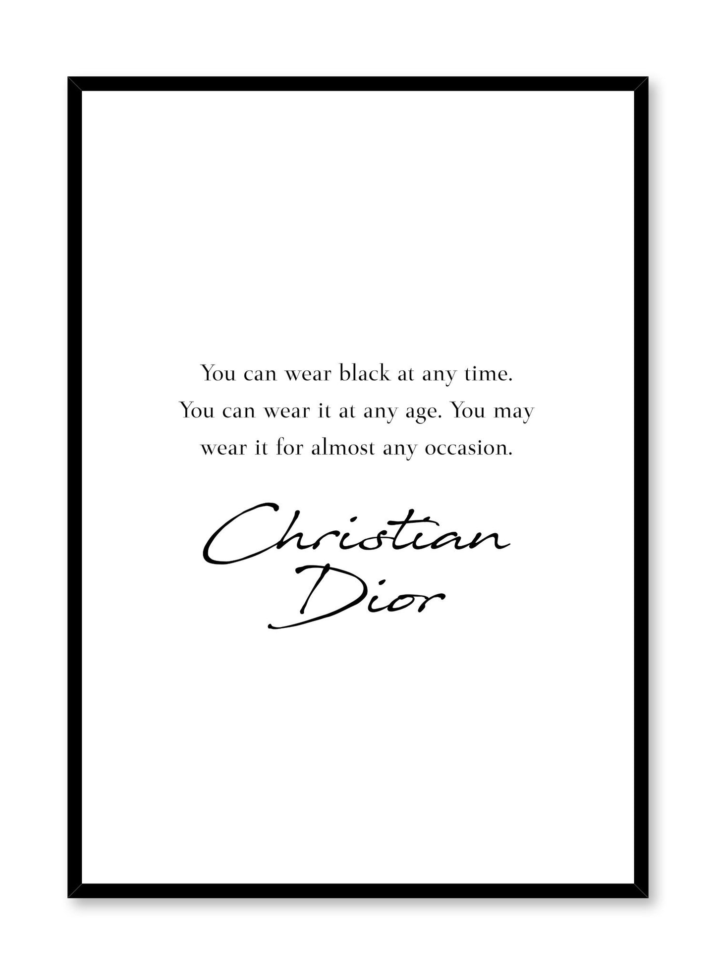 Modern minimalist poster by Opposite Wall with typography of Christian Dior quote