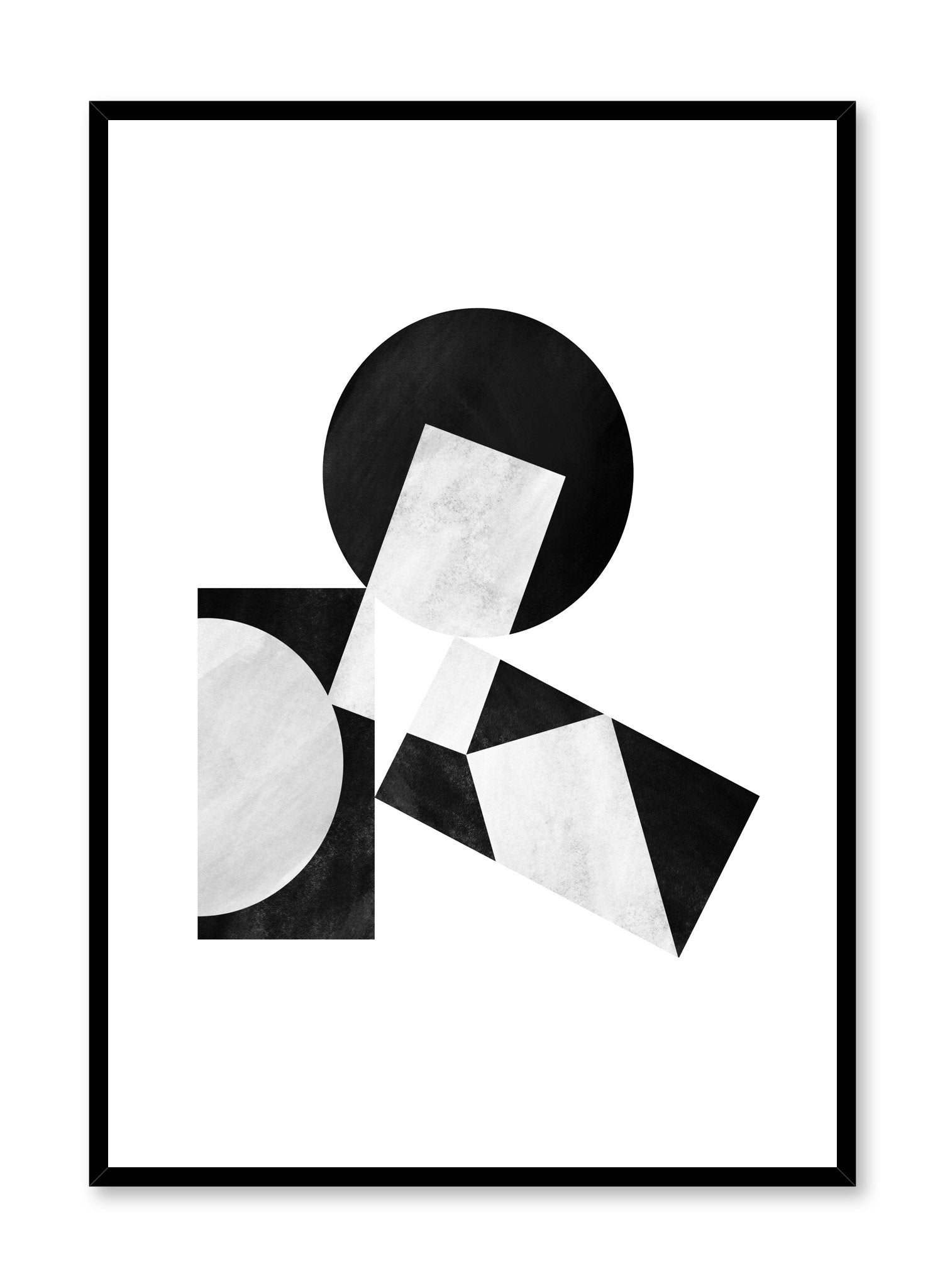 Modern minimalist abstract poster by Opposite Wall with black and white stacked shapes