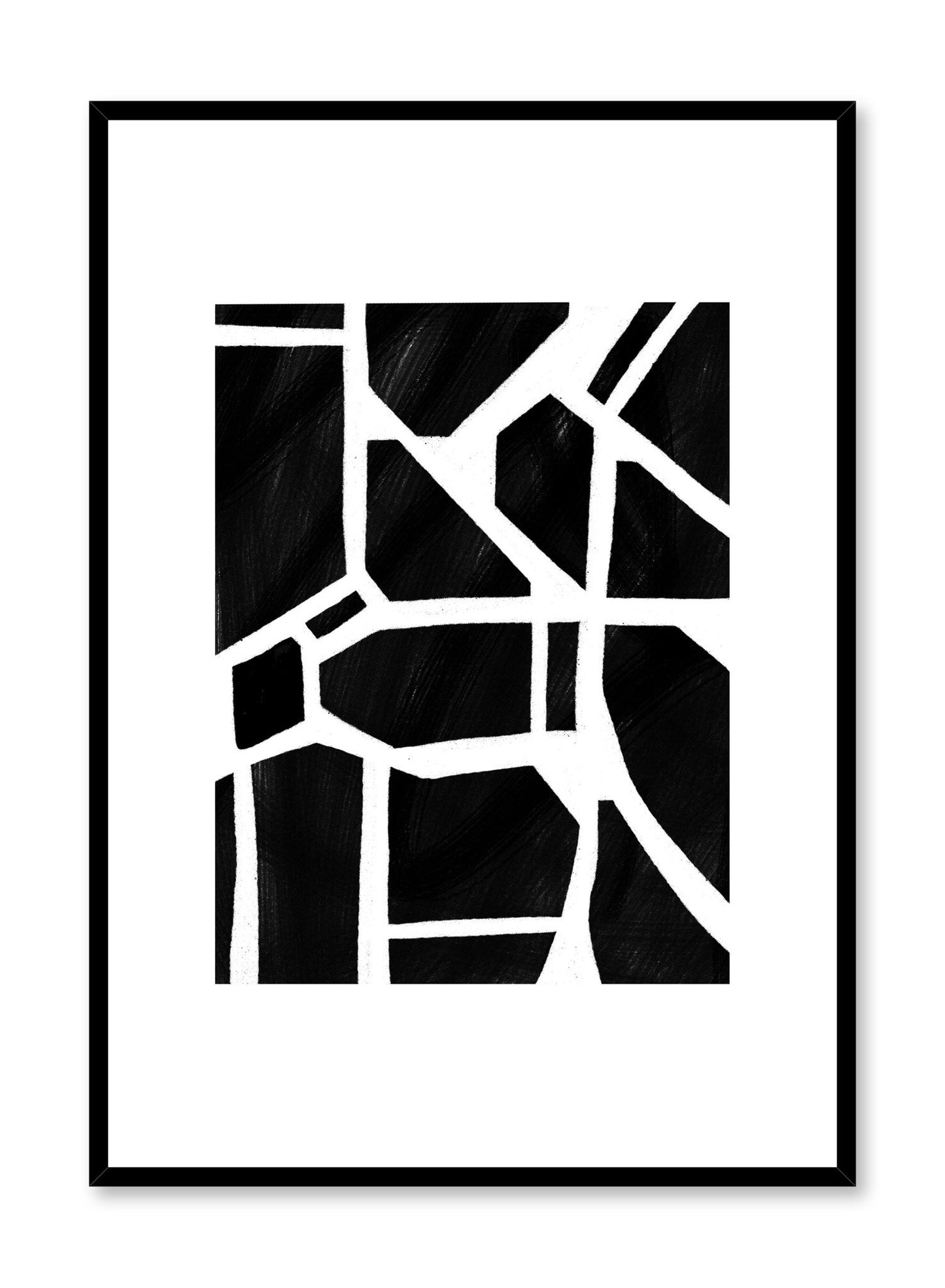 Modern minimalist poster by Opposite Wall with black and white shattered pieces abstract art