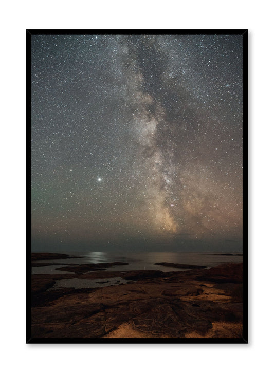 Celestial photography poster by Opposite Wall with galaxy over water