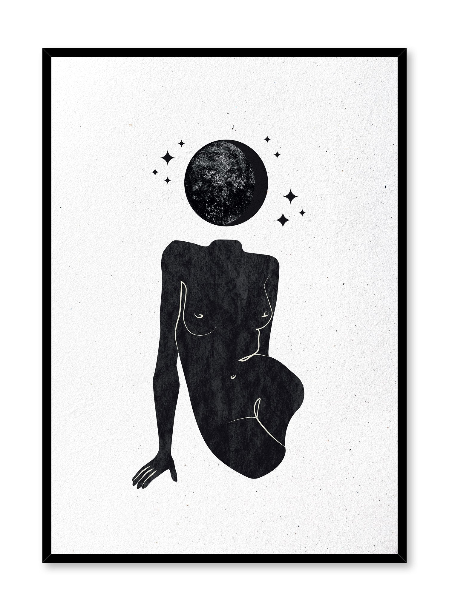 Celestial illustration poster by Opposite Wall with abstract planet on woman body