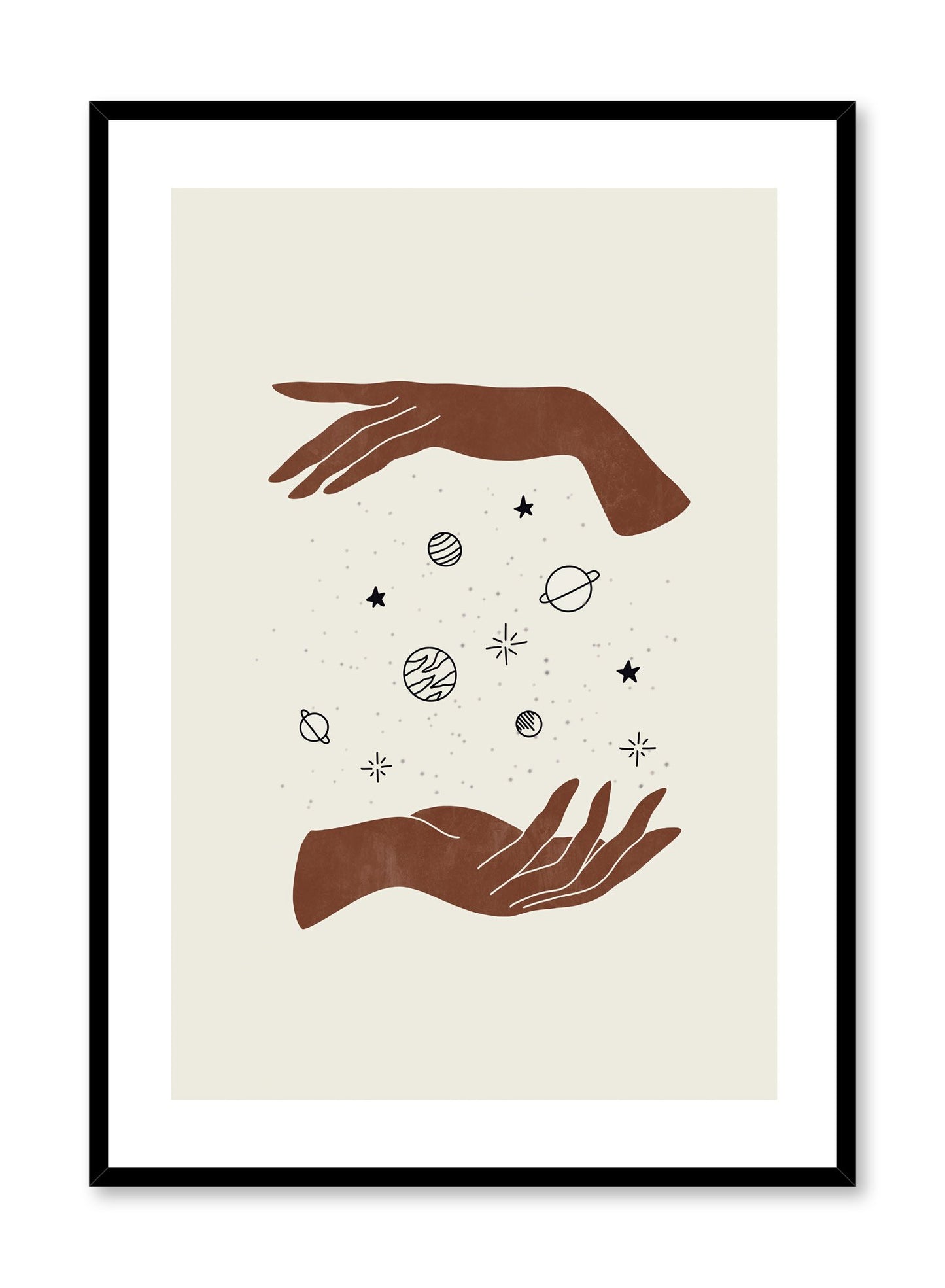 Celestial illustration poster by Opposite Wall with hands holding the universe