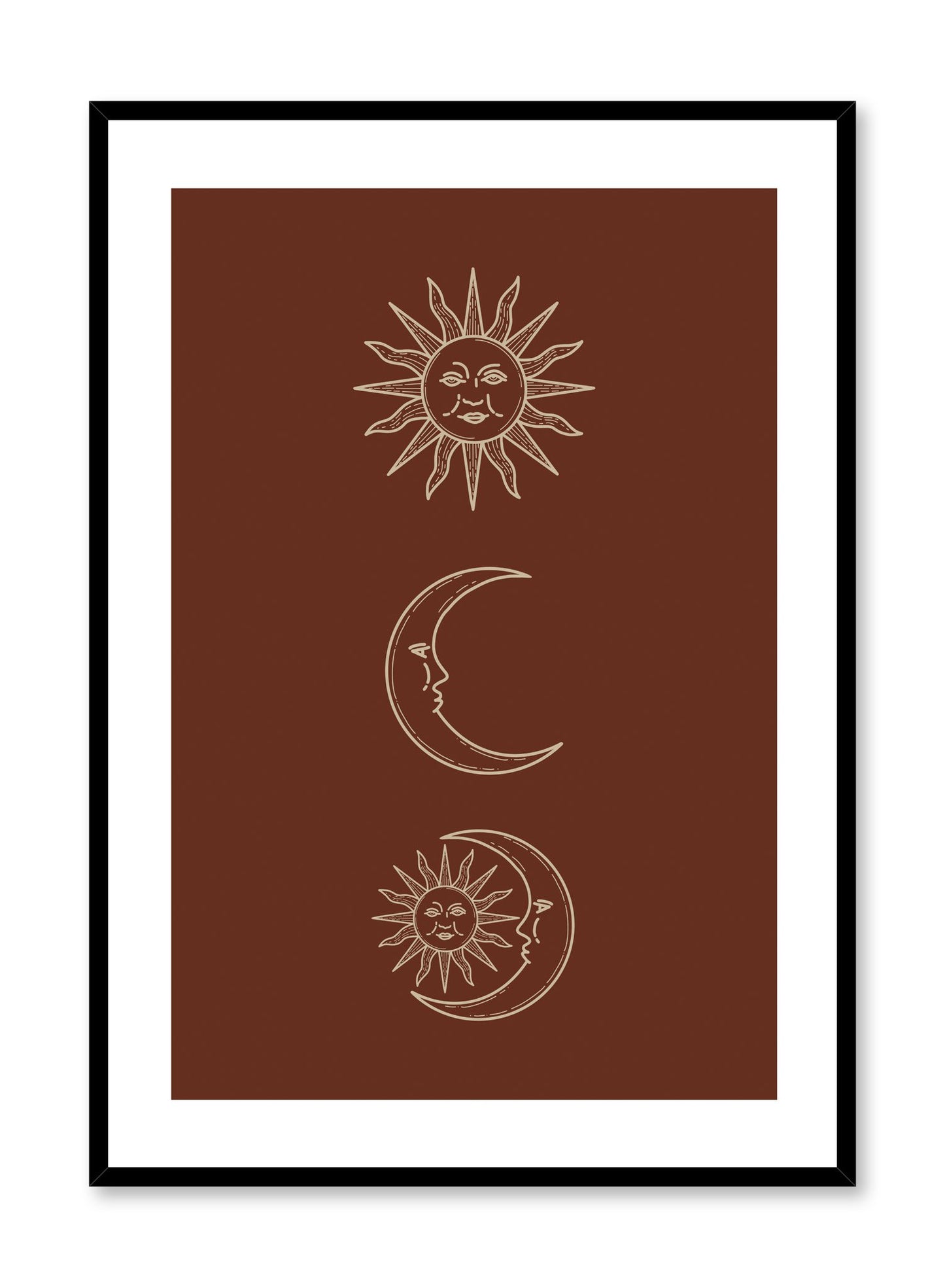 Celestial illustration poster by Opposite Wall with vintage sun and moon