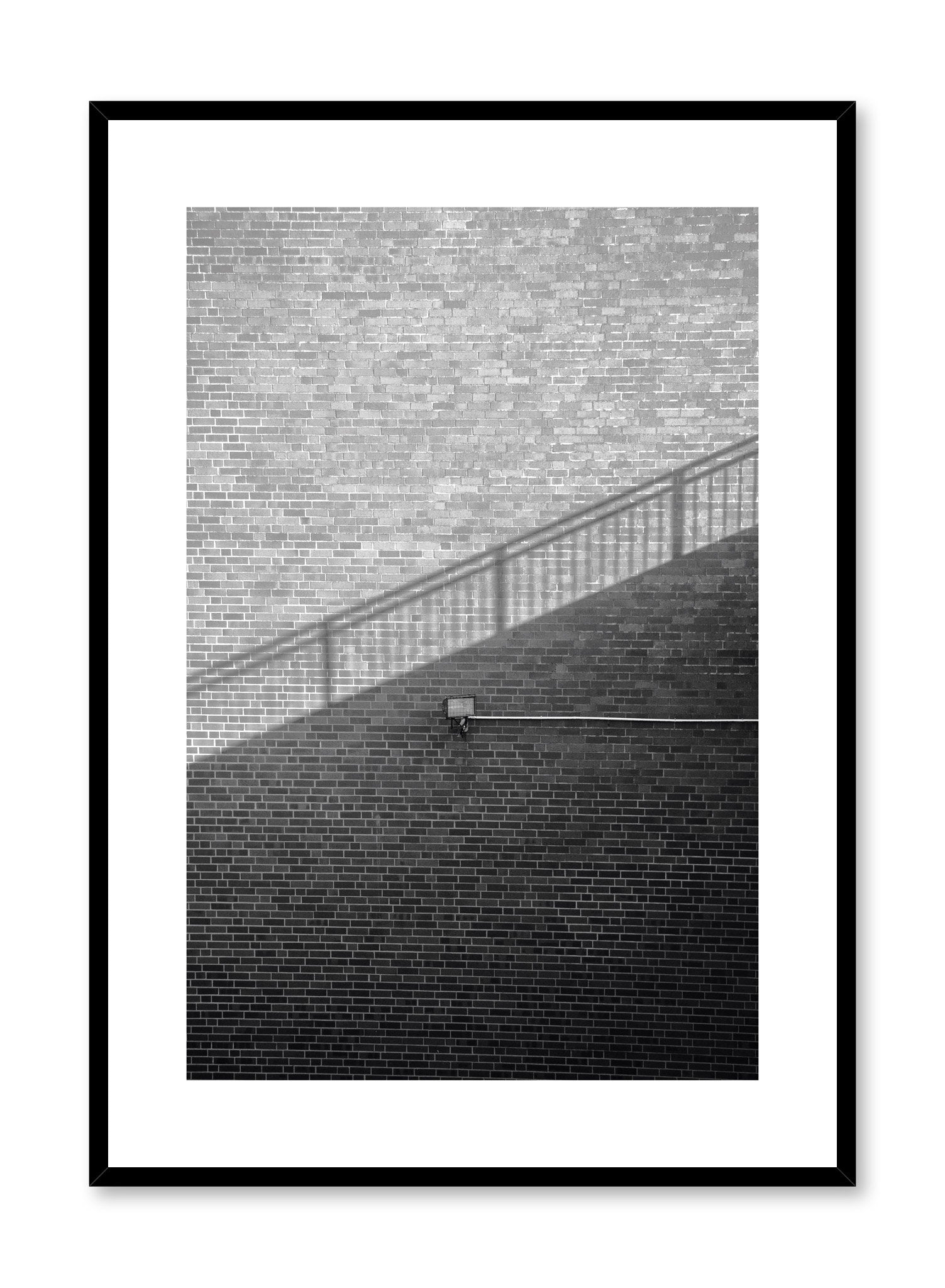 Modern minimalist poster by Opposite Wall with black and white photography of shadow and staircase