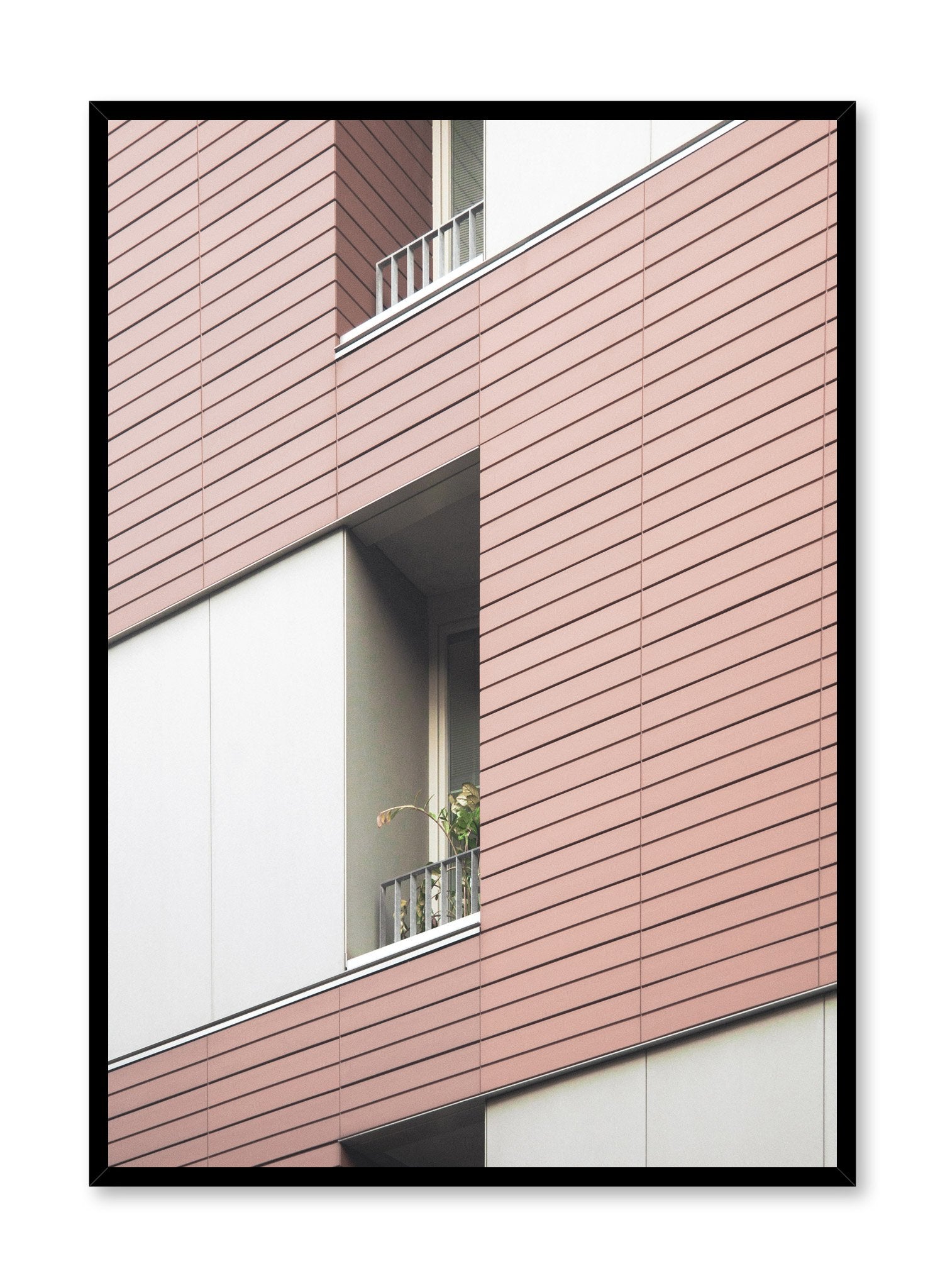 Modern minimalist poster by Opposite Wall with photography of red building balcony