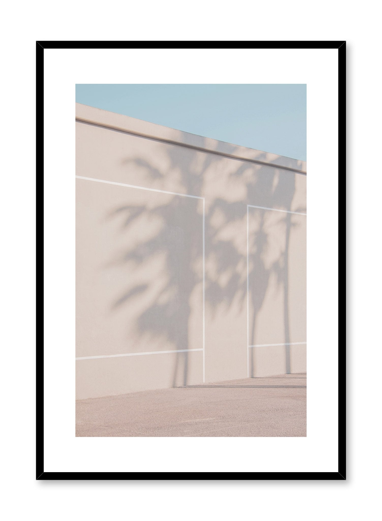 Modern minimalist poster by Opposite Wall with photography of beige wall and palm tree shadows