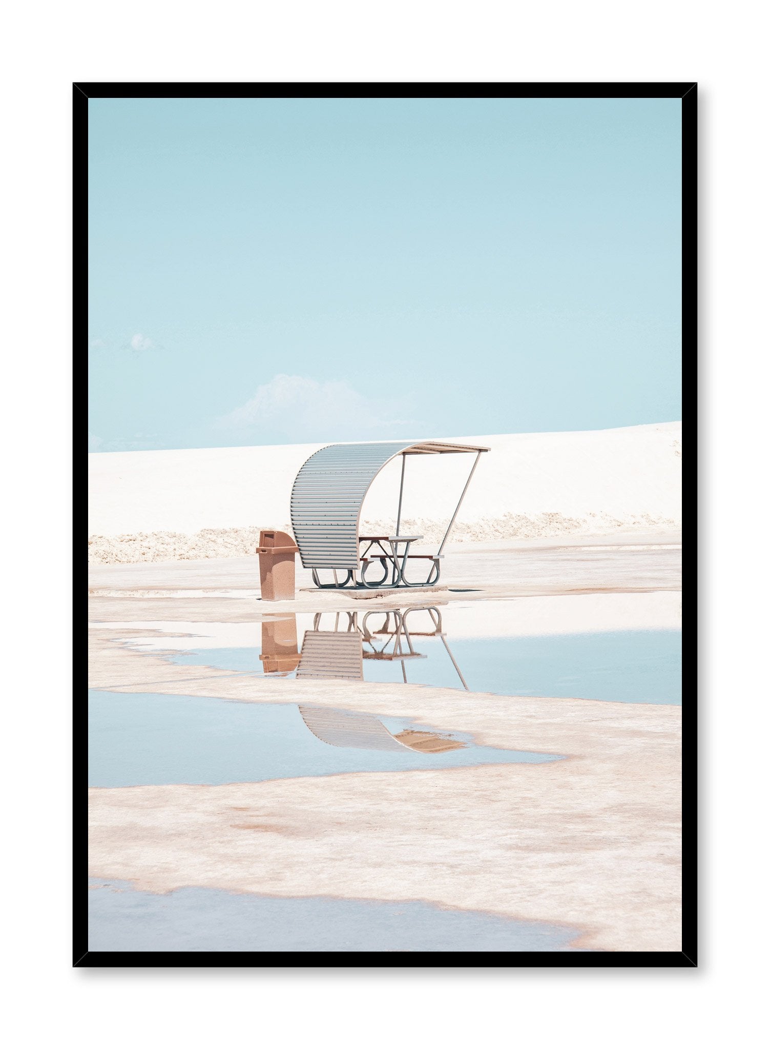 Modern minimalist poster by Opposite Wall with photography of deserted picnic table