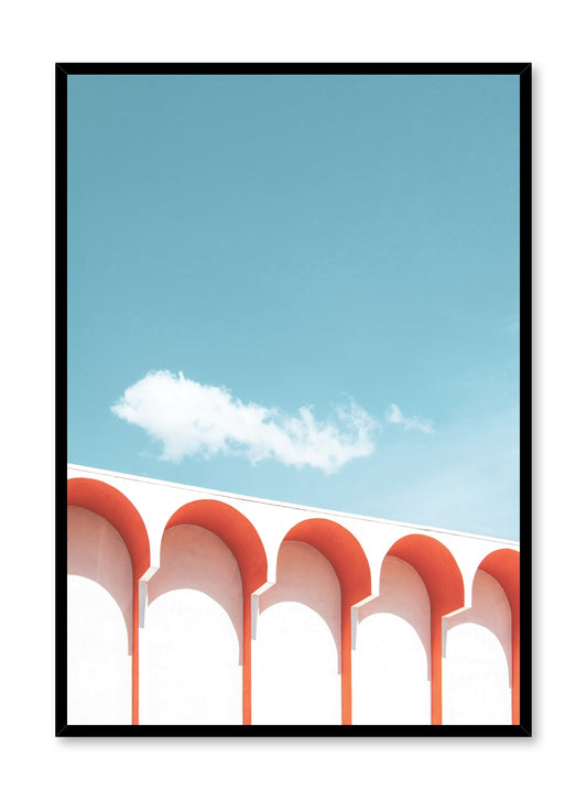 Modern minimalist poster by Opposite Wall with photography of white building with red arches