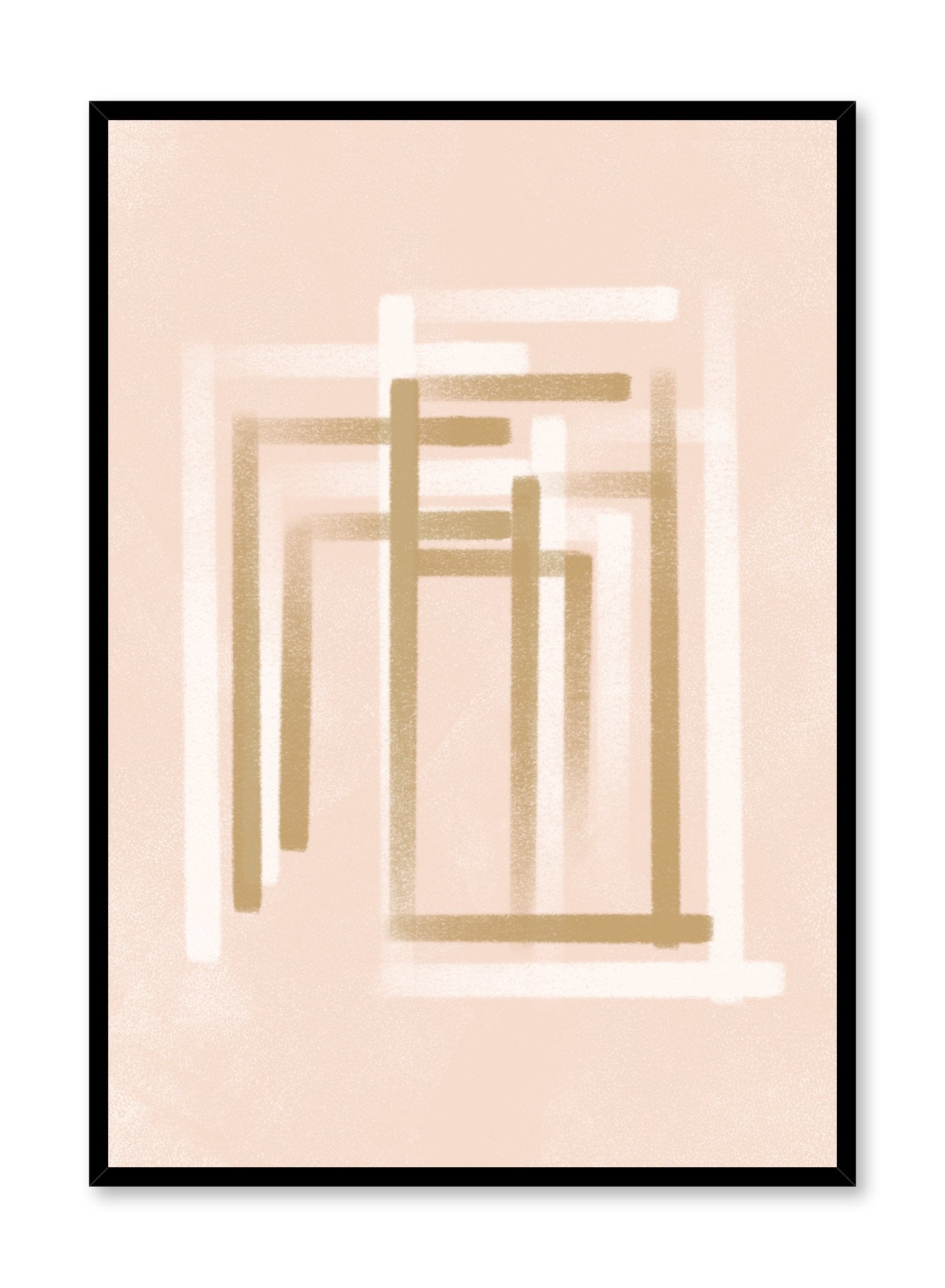 Modern minimalist poster by Opposite Wall with abstract illustration of white and beige colour lines