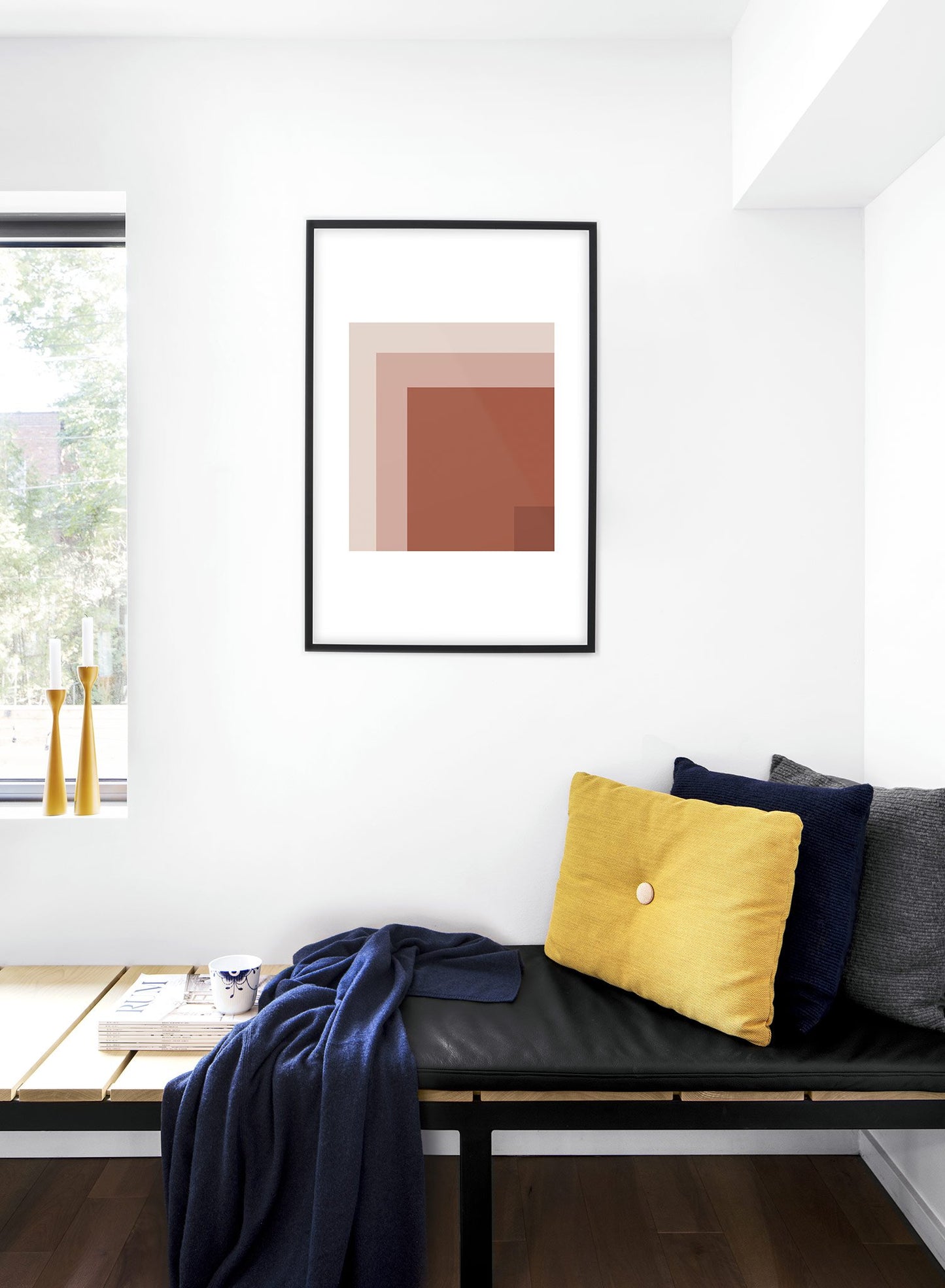 Modern minimalist poster by Opposite Wall with abstract squares inside squares - Lifestyle - Bedroom