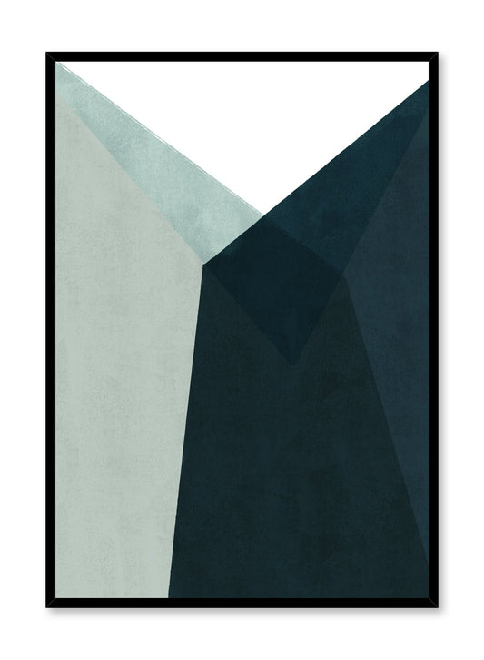 Modern minimalist poster by Opposite Wall with abstract blue and green angled shapes