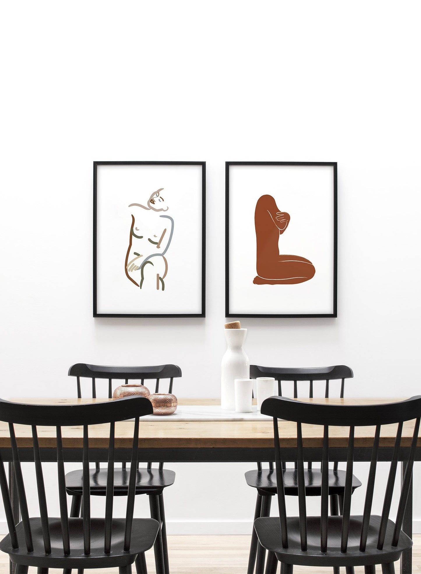 Modern minimalist abstract line art poster by Opposite Wall - Bask - Lifestyle Duo - Dining Room