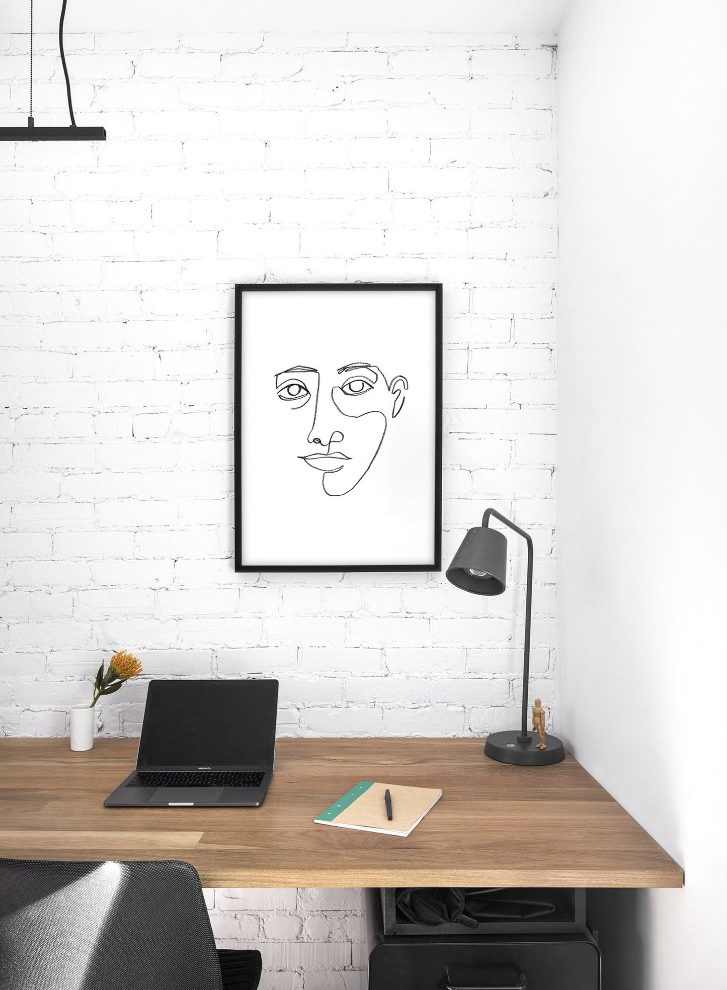 Modern minimalist abstract line art poster by Opposite Wall - Soulful Gaze - Lifestyle - Office Desk