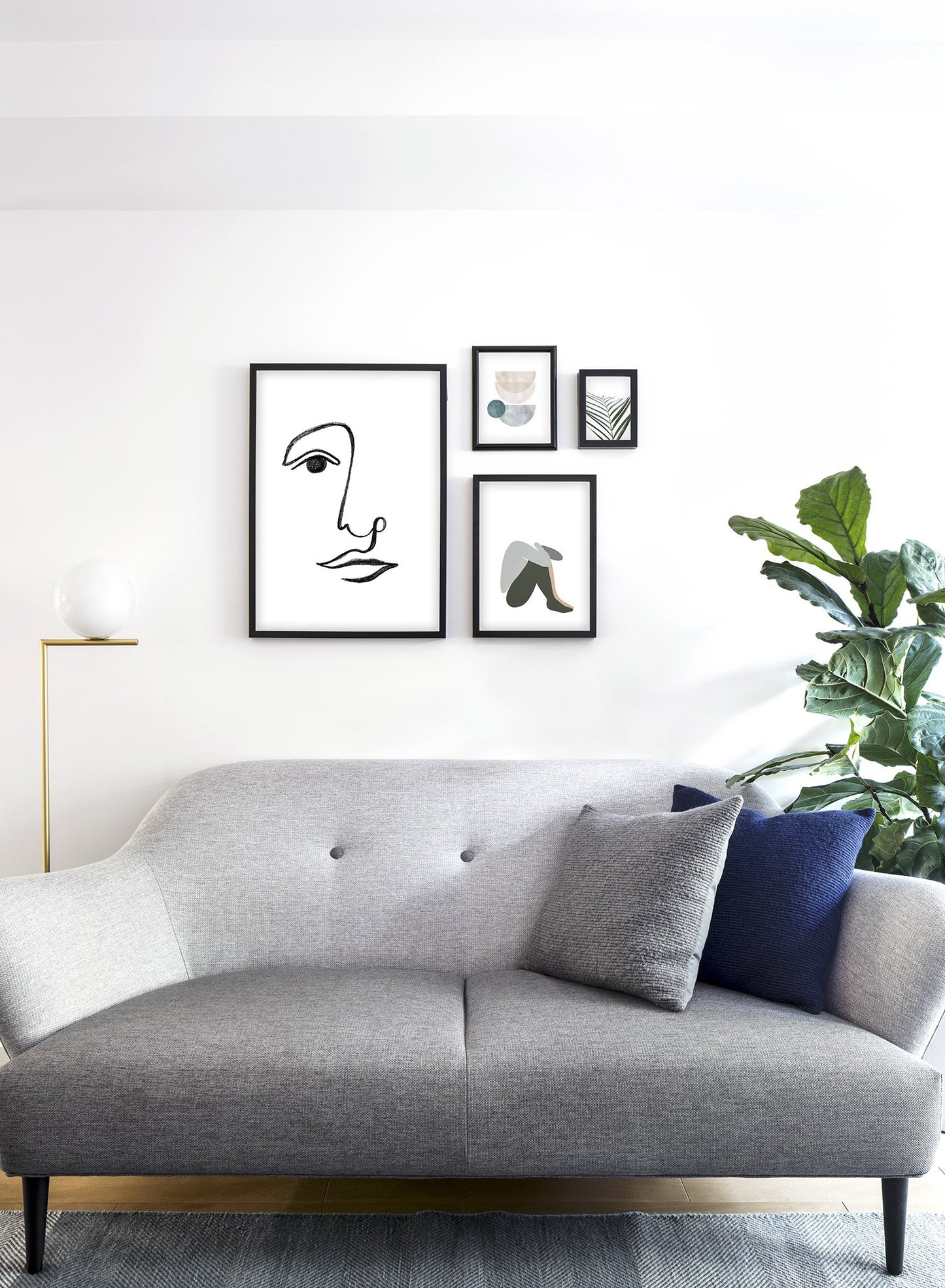 Modern minimalist pencil sketch poster by Opposite Wall - Connected - Lifestyle Gallery - Living Room