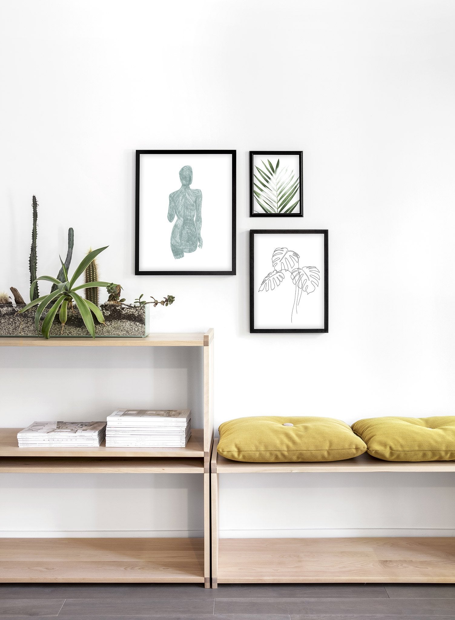 Modern minimalist colourful sketched illustration poster by Opposite Wall - I'm Blue - Lifestyle Trio - Entryway