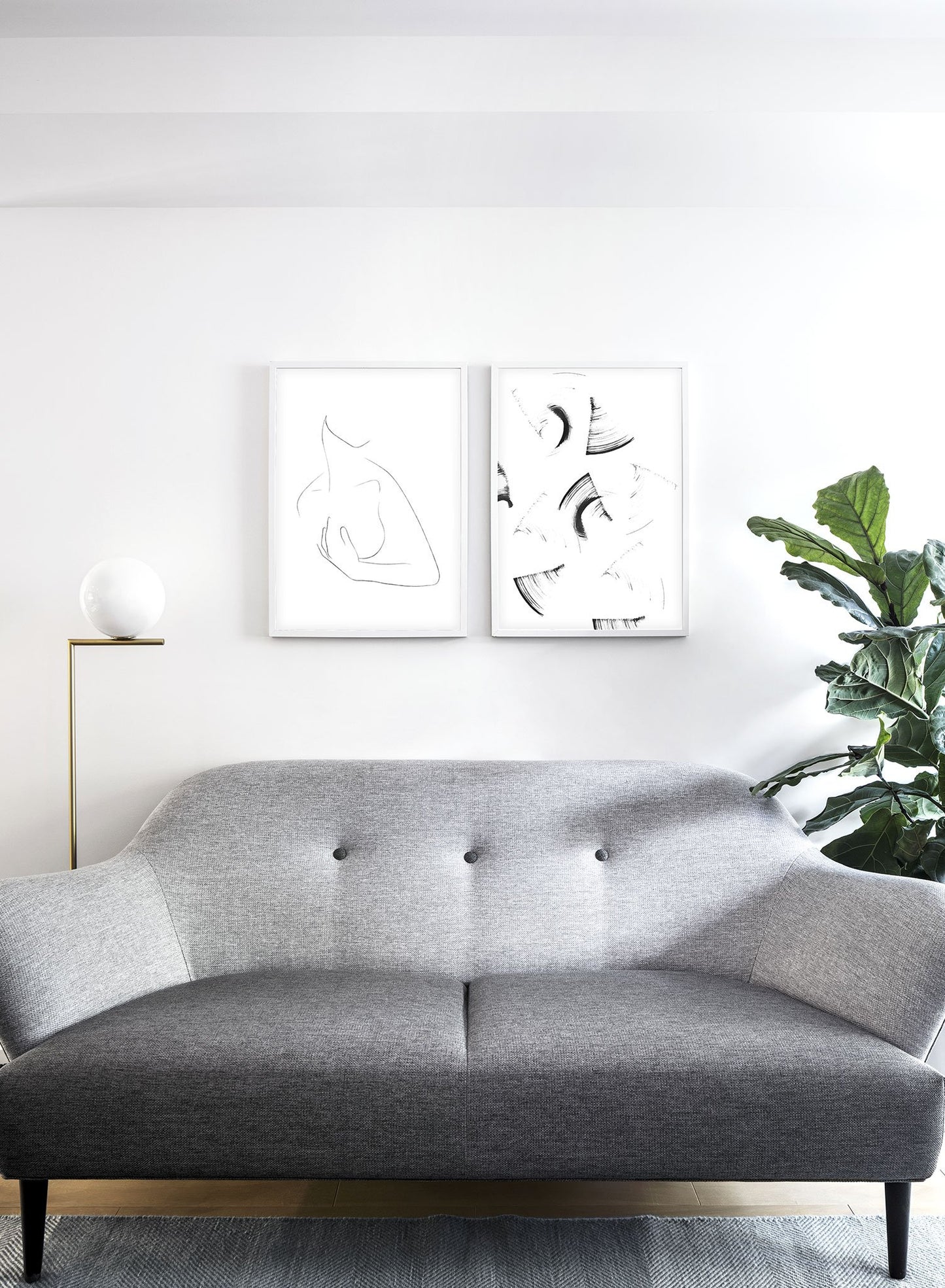 Modern minimalist delicate line art poster by Opposite Wall - Touch - Lifestyle Duo - Living Room