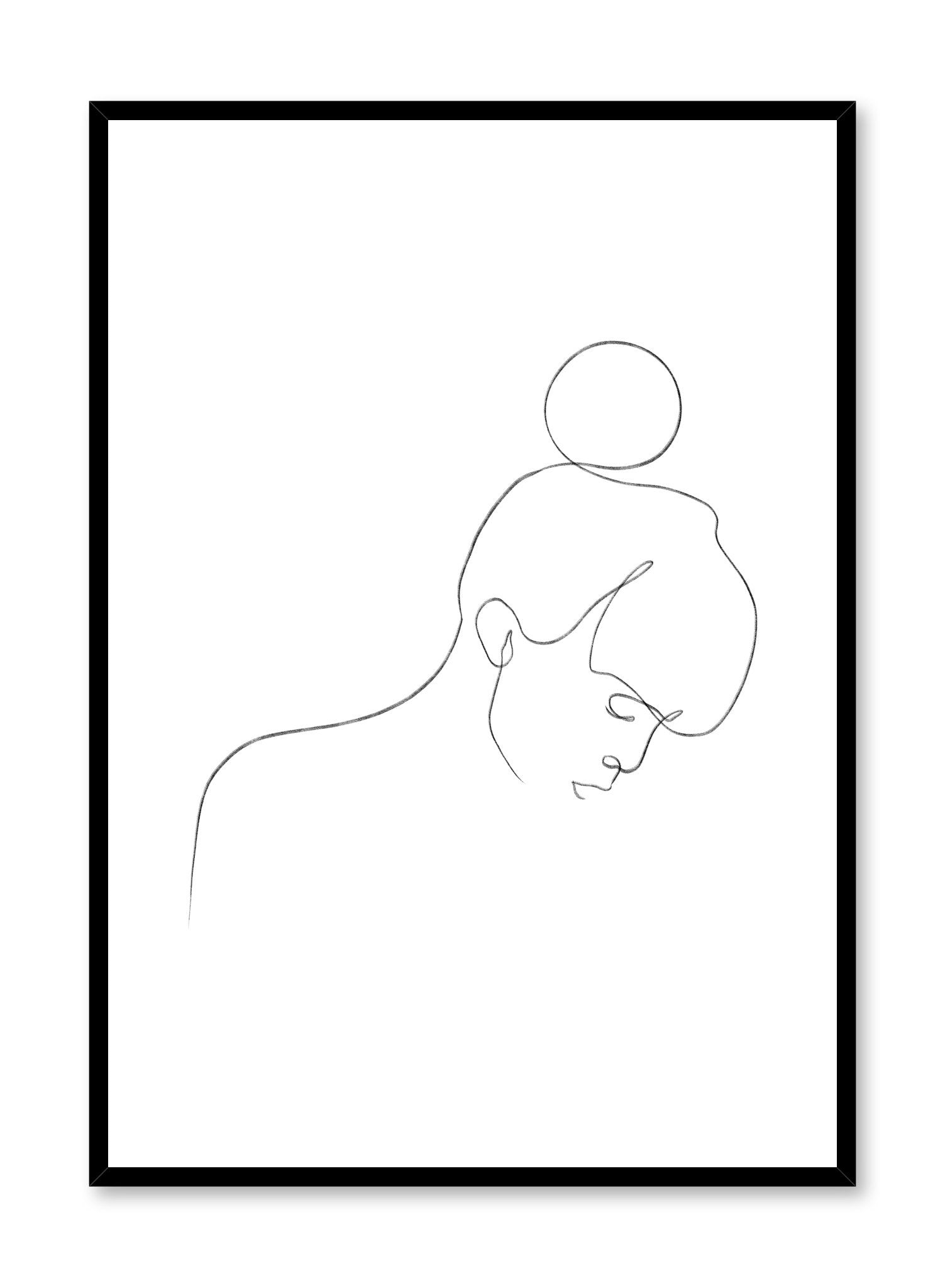 Modern minimalist delicate line art poster by Opposite Wall - Top Knot