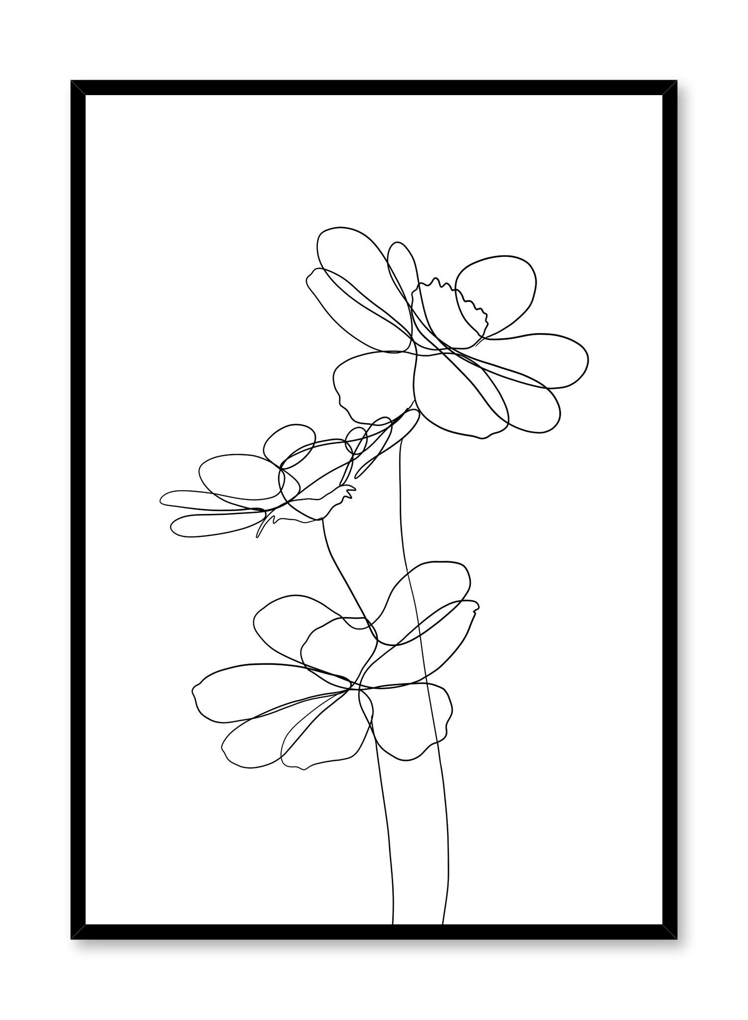 Modern minimalist delicate line art poster by Opposite Wall - Pretty Petals