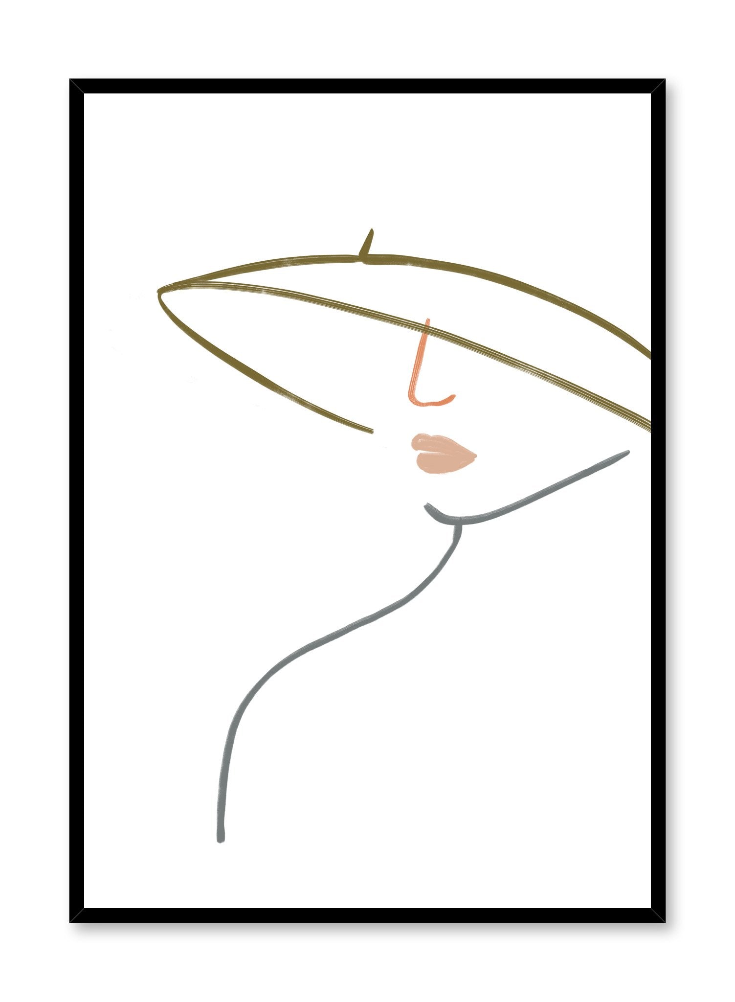 Modern minimalist poster by Opposite Wall with woman line art - Wide Brimmed Hat