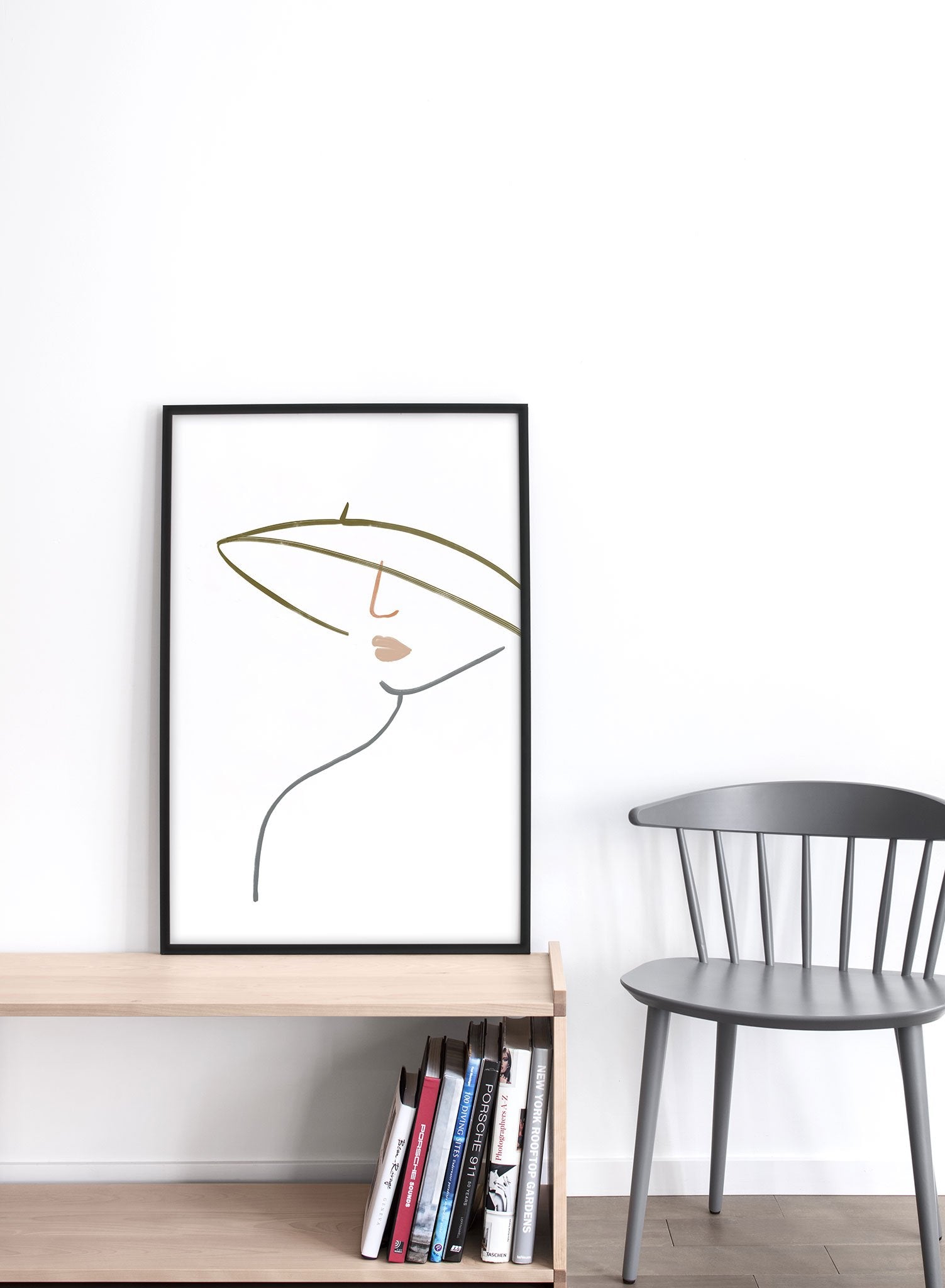 Modern minimalist poster by Opposite Wall with woman line art - Wide Brimmed Hat - Lifestyle - Entryway