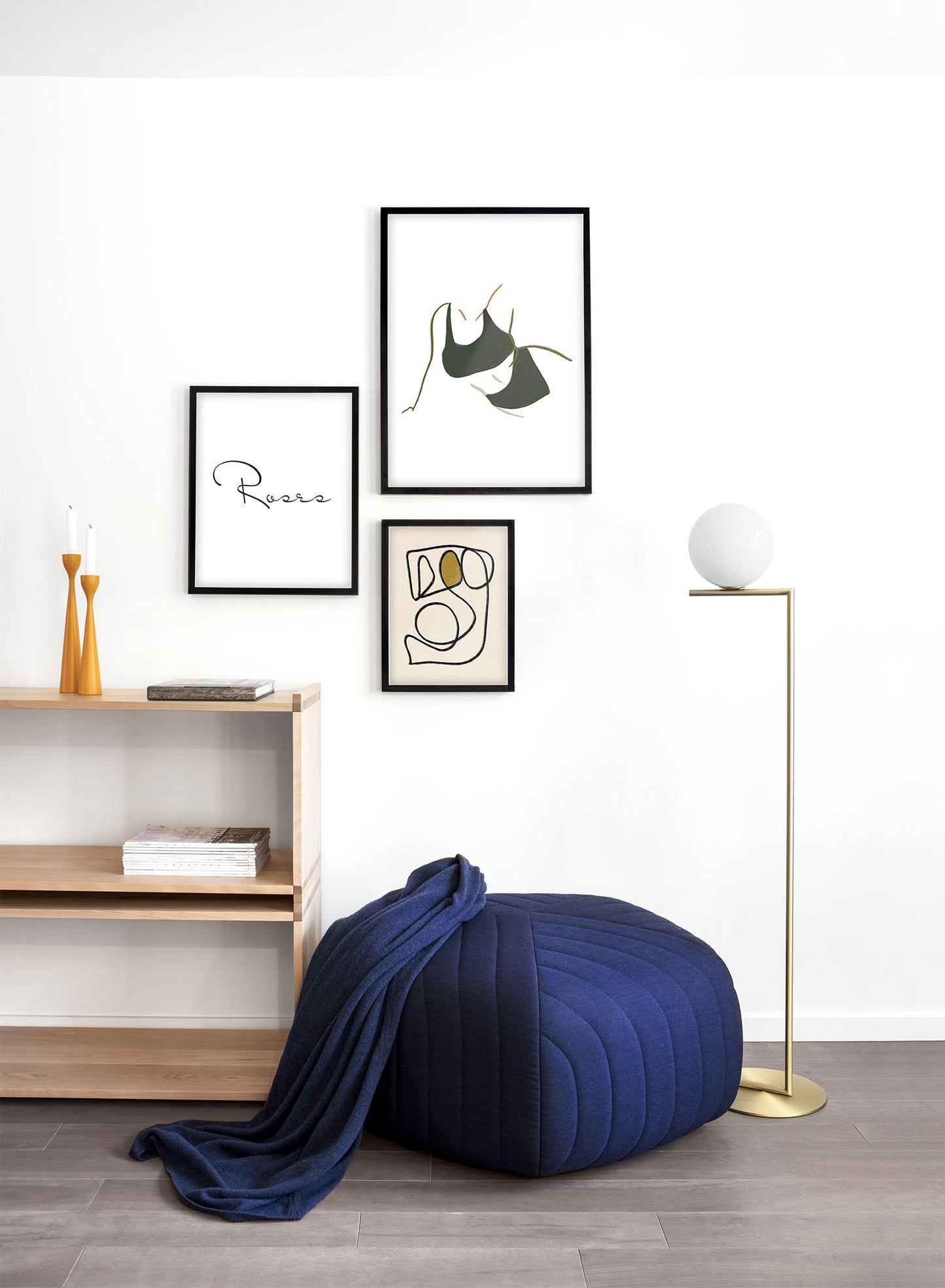 Modern minimalist poster by Opposite Wall with woman line art - Lounge Around - Lifestyle Trio - Living Room