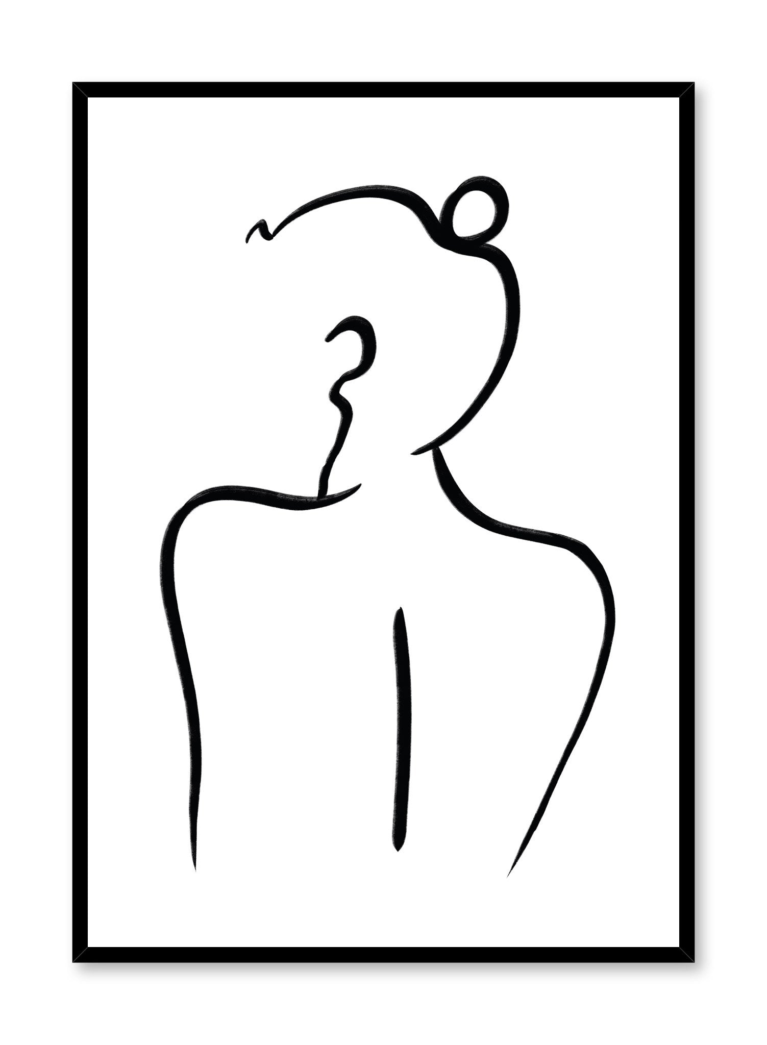 Modern minimalist poster by Opposite Wall with feminine line art - Over the Shoulder