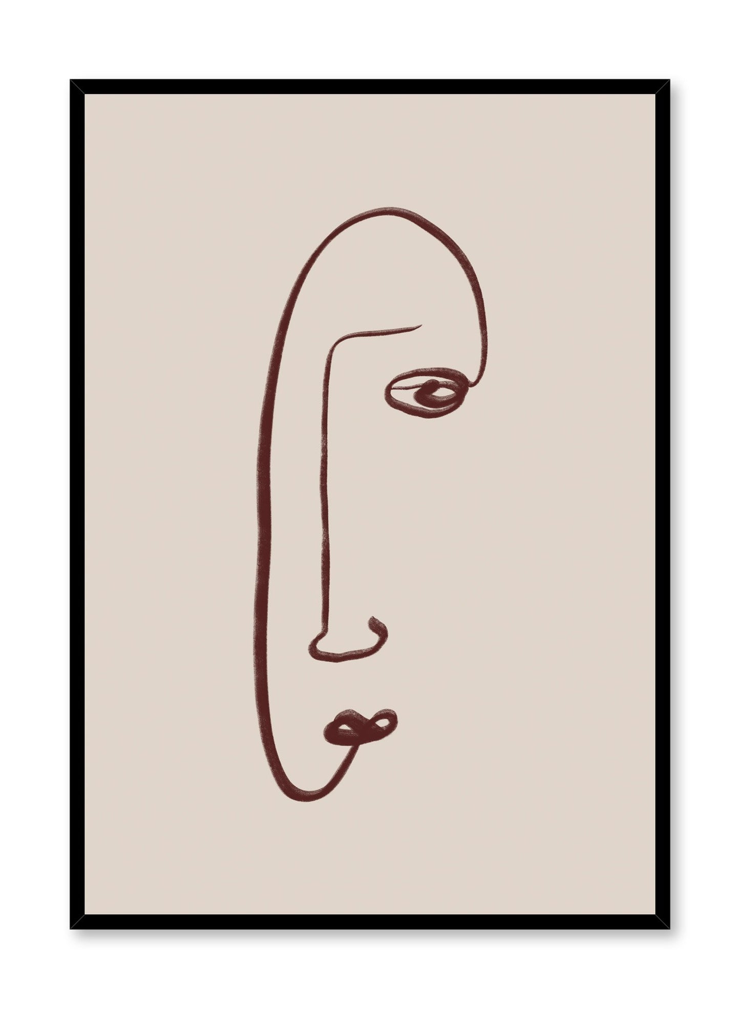 Modern minimalist poster by Opposite Wall with abstract face illustration - Elongated