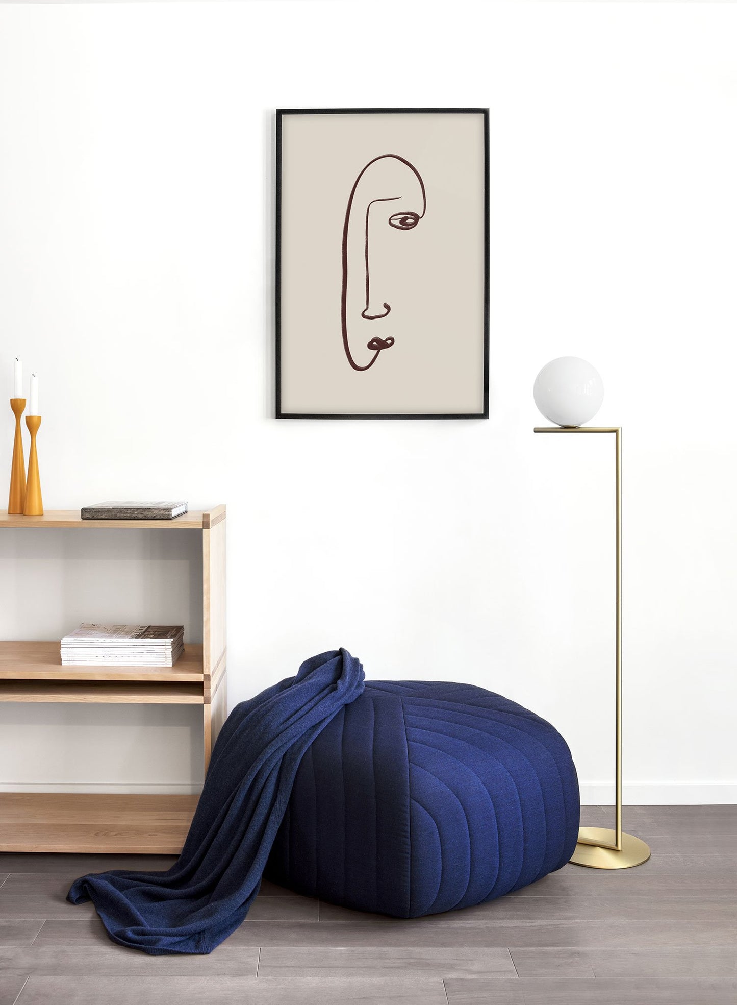 Modern minimalist poster by Opposite Wall with abstract face illustration - Elongated - Lifestyle - Living Room