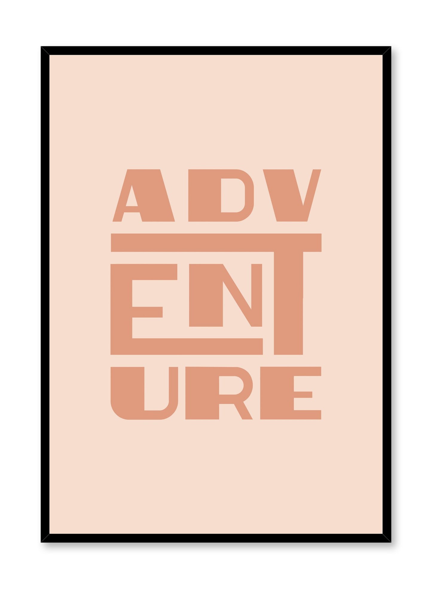 Modern minimalist orange typography poster by Opposite Wall with Adventure quote.