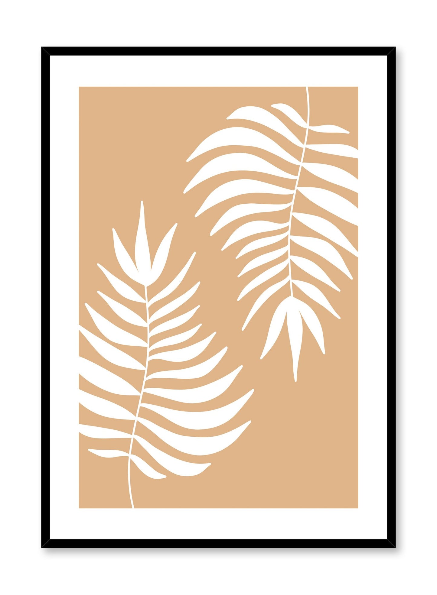 Modern minimalist illustration poster by Opposite Wall with leaves in beige