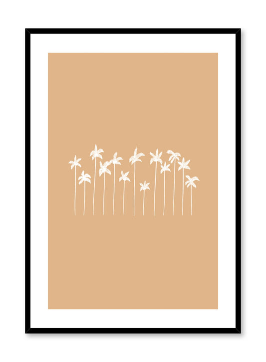 Modern minimalist illustration poster with white palm trees on beige background